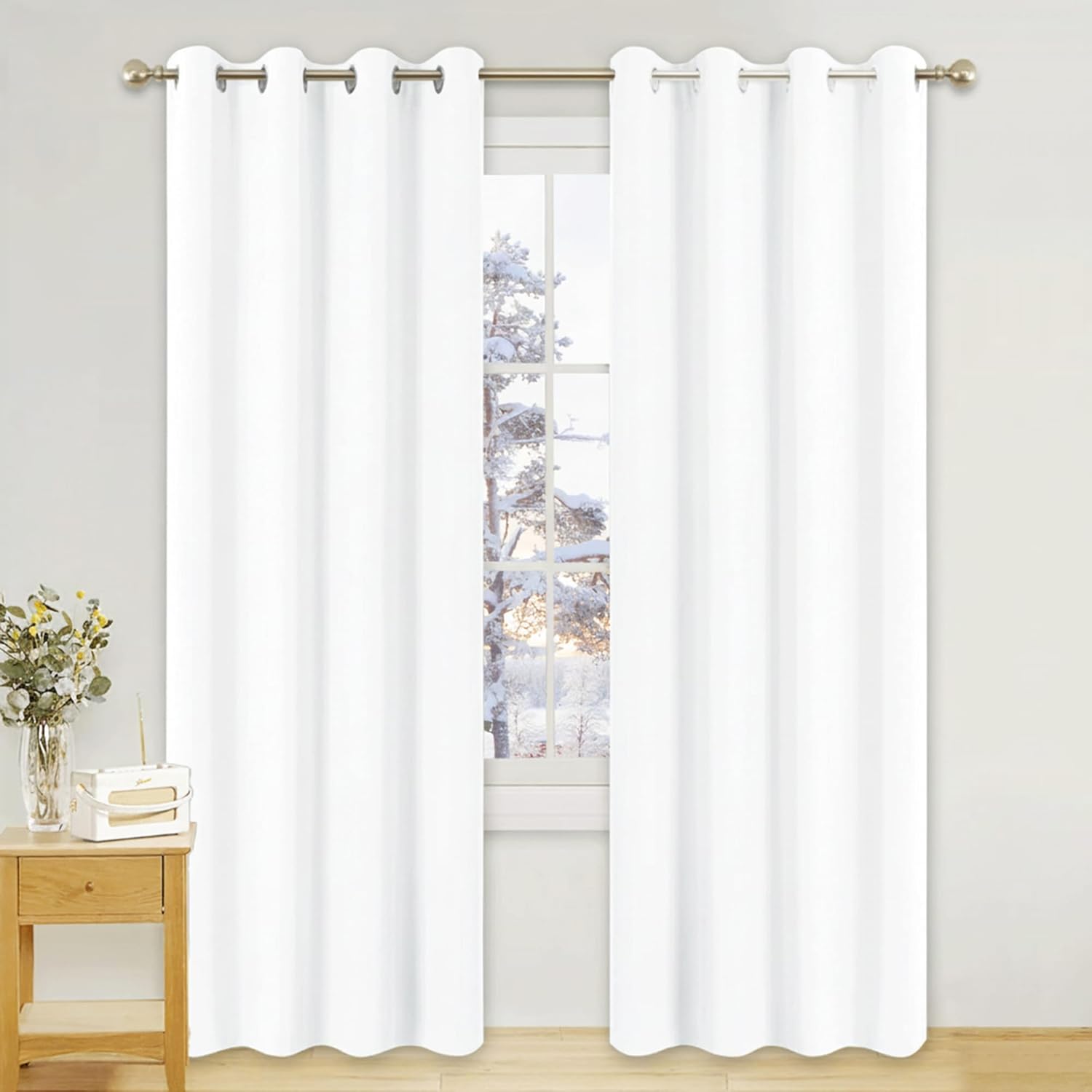PONY DANCE Curtains, Special Eyelet Thermal Insulated Curtains, Innovative White...