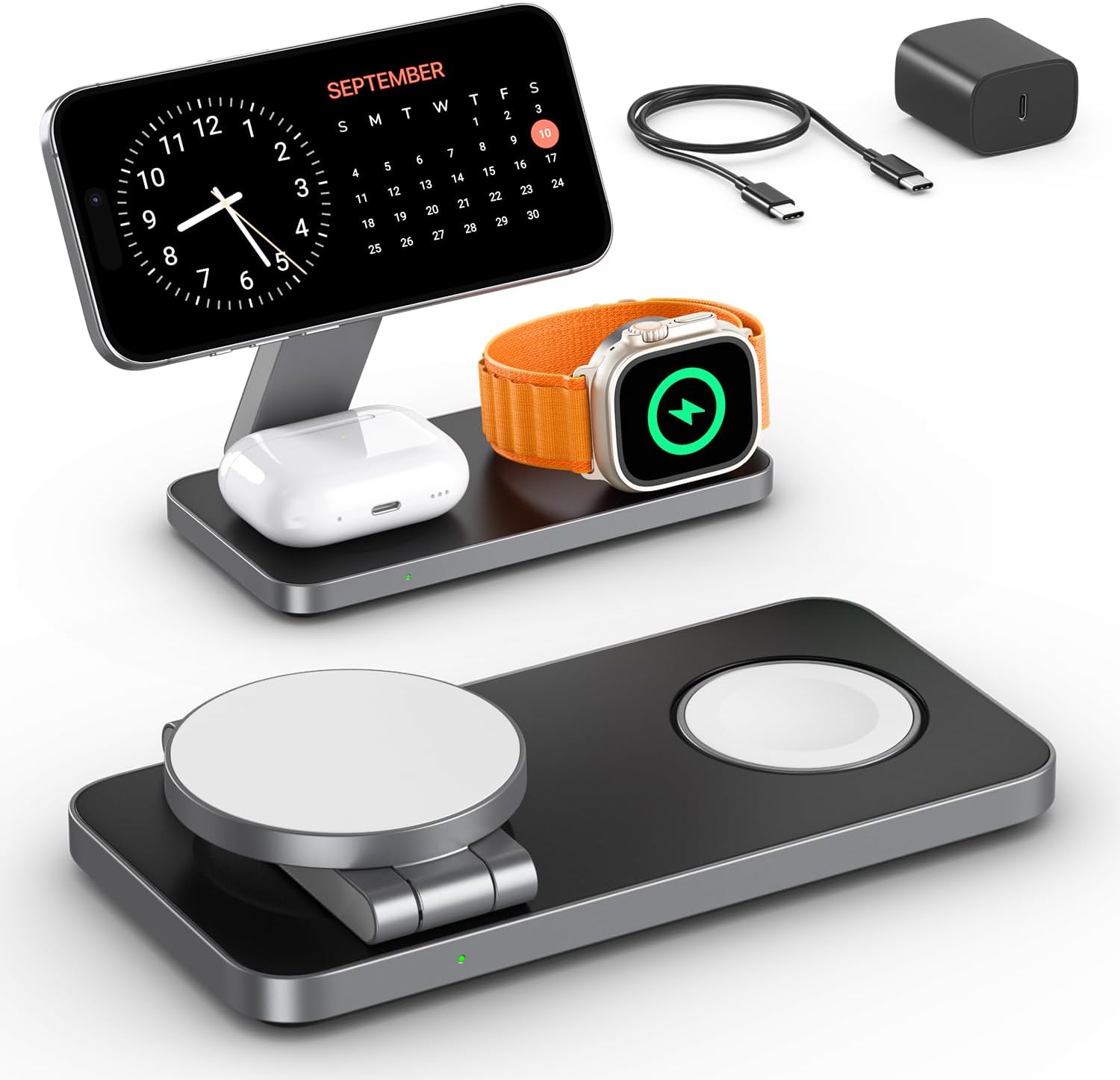 Keepro 3 in 1 Wireless Charging Station for iPhone Magnetic Portable, Fast Wirel...