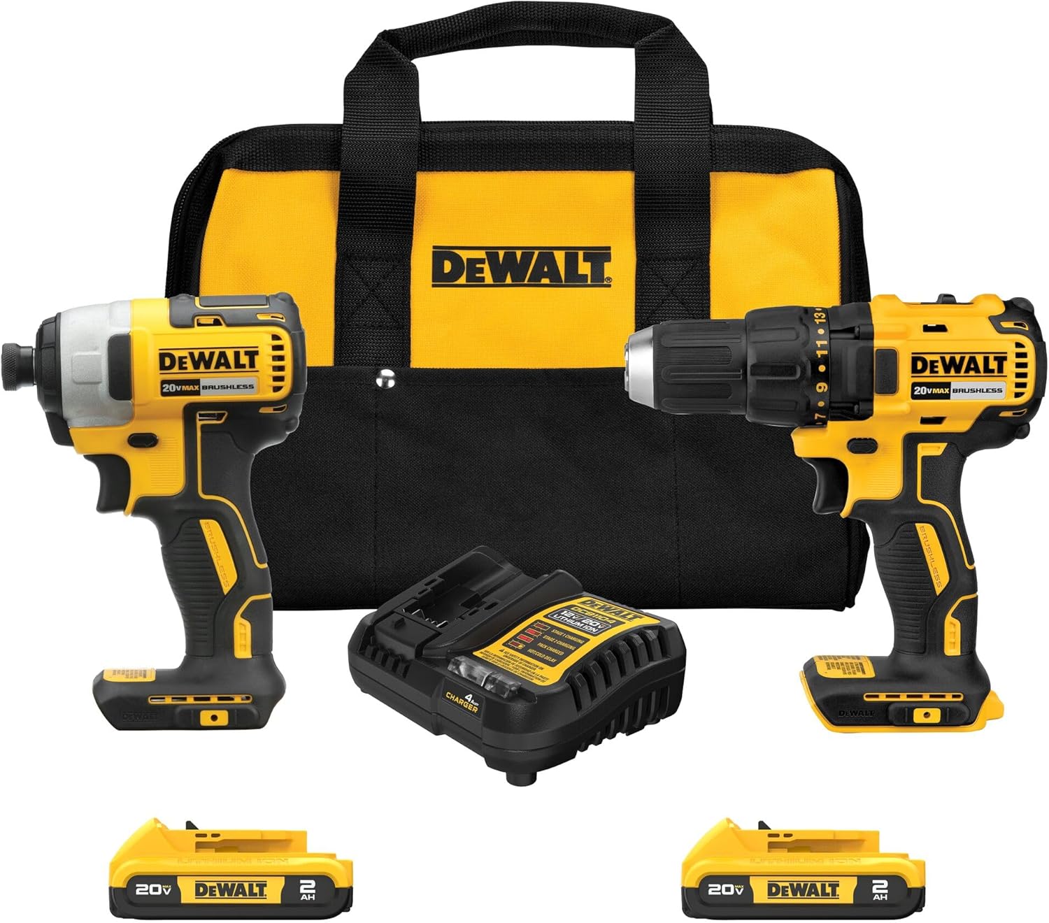 DEWALT 20V MAX Cordless Drill and Impact Driver, Power Drill Brushless 2-Tool Po...