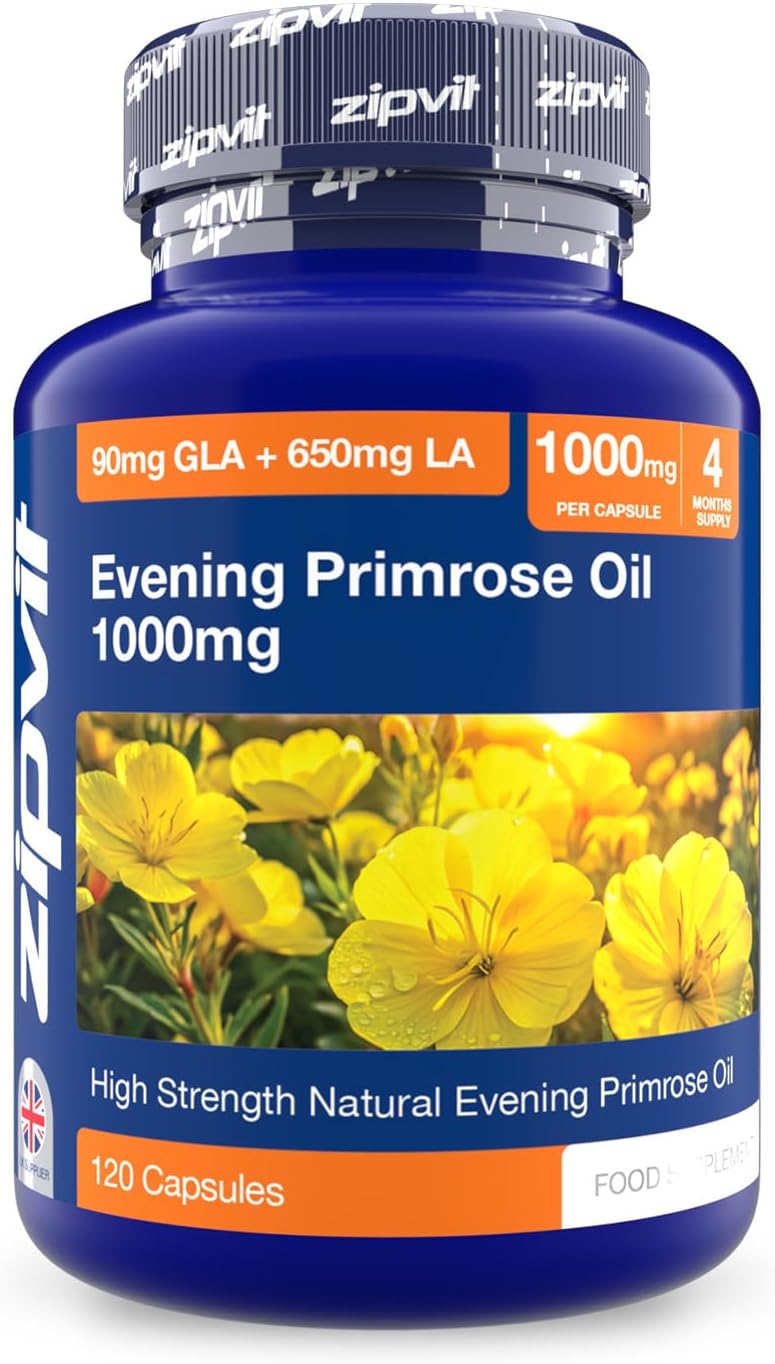 Zipvit Evening Primrose Oil 1000mg Per Capsule, High Strength Omega 6 GLA & LA,...