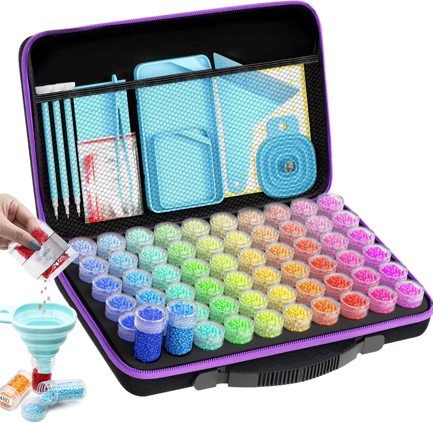ARTDOT 60 Slots Diamond Art Storage Boxes Kits for Adults, Portable Diamond Pain...