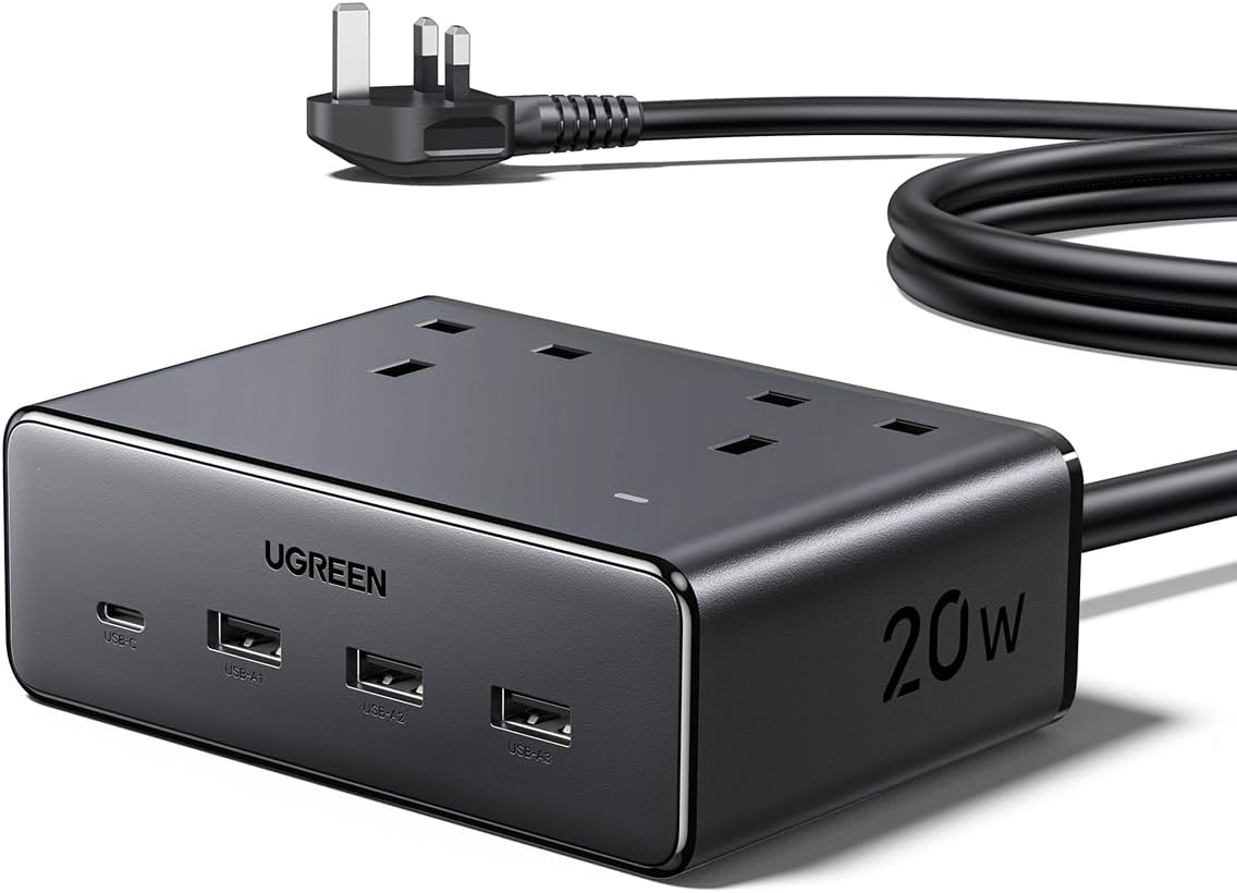 UGREEN Extension Lead, Special Power Strip with 4 USB Slots, High-Quality Multip...