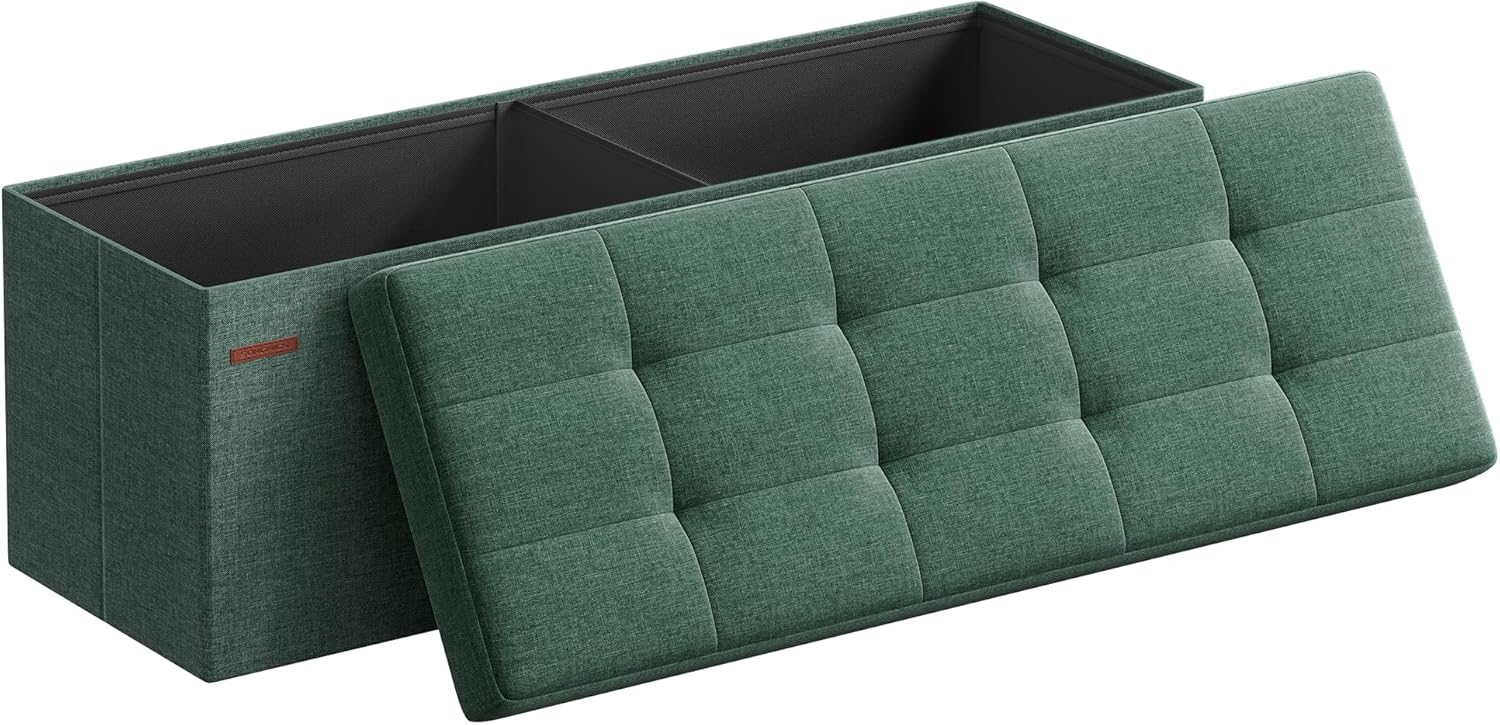 SONGMICS MAZIE Collection Storage Ottoman, Special Ottoman Bench with Folding Fo...