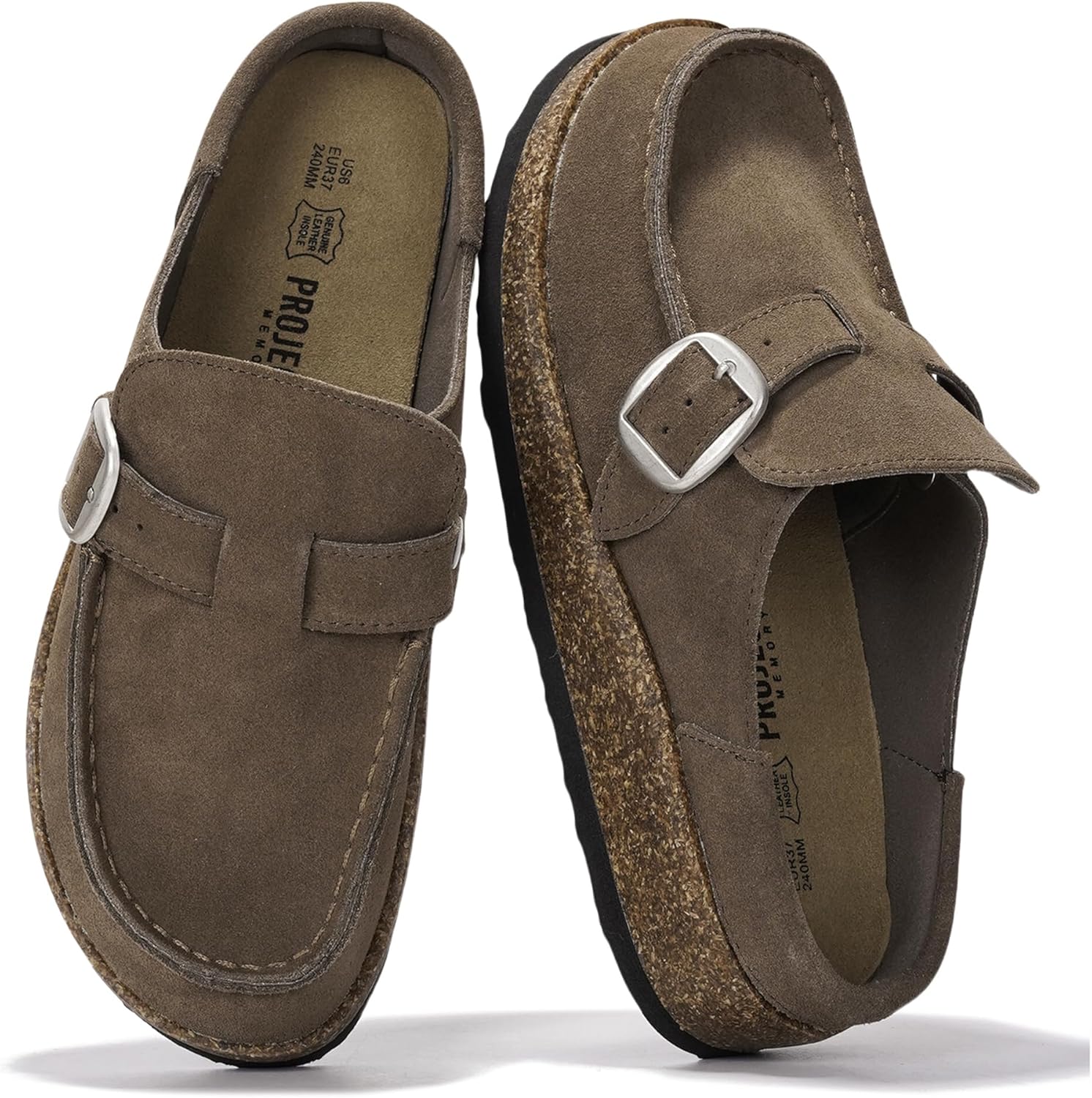 Project Cloud Moccasin-Style Clogs, Authentic Leather Women's Shoes with Memory...