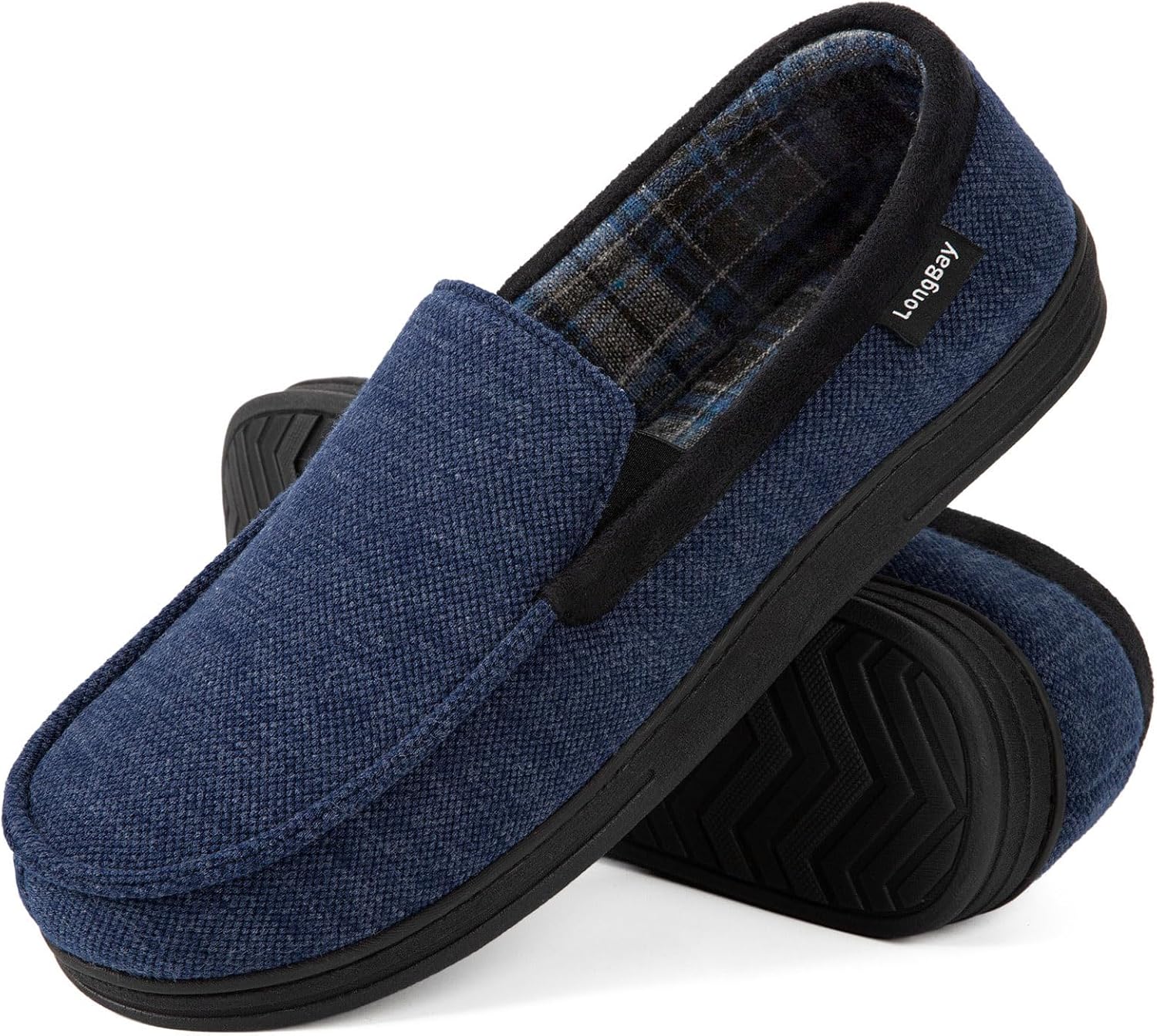 LongBay Moccasin Slippers, Premium Men's Memory Foam Slippers, Comfortable Indoo...