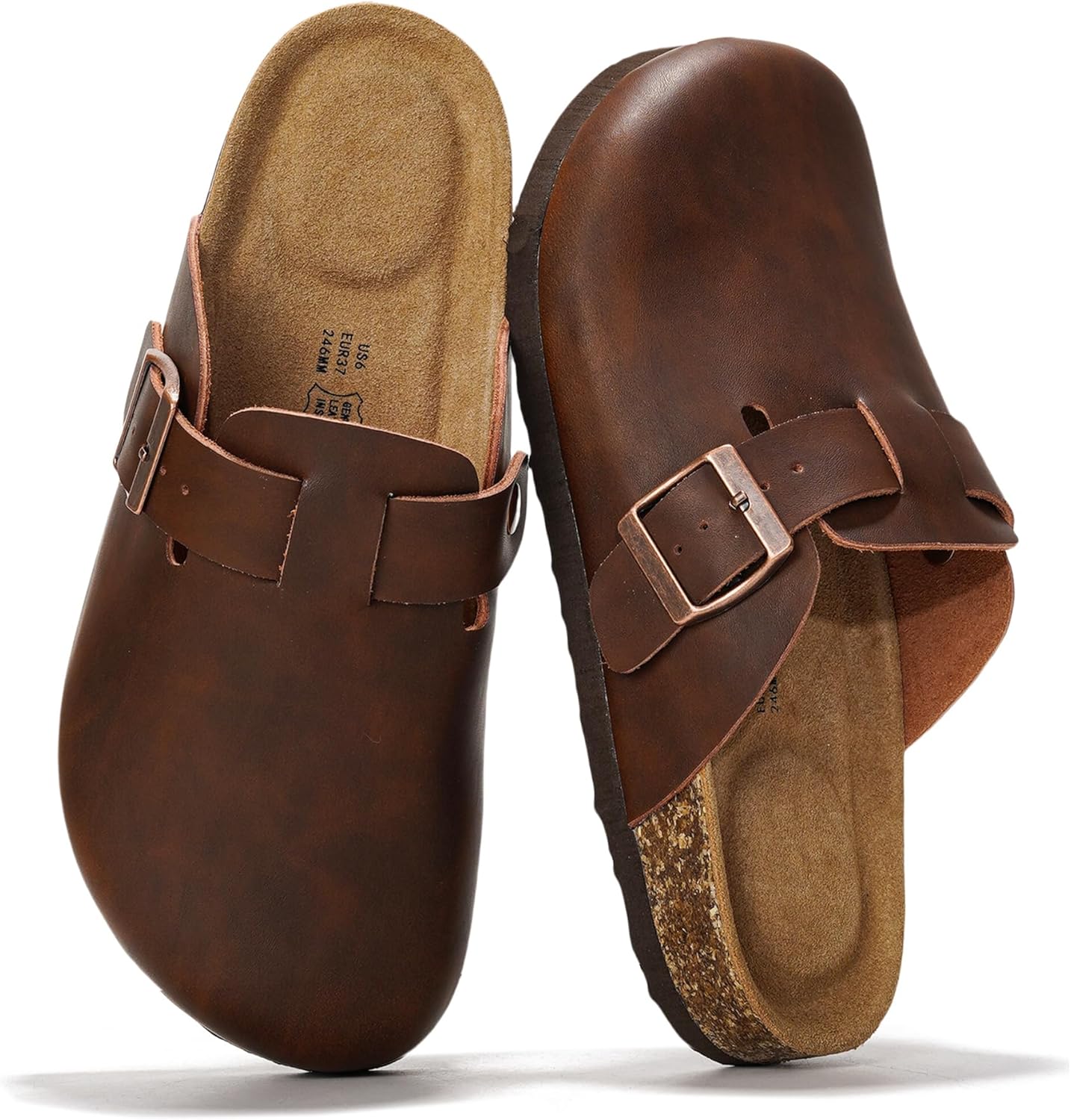 Special Project Cloud Genuine Leather Clogs for Women, Unique Footbed Clogs with...