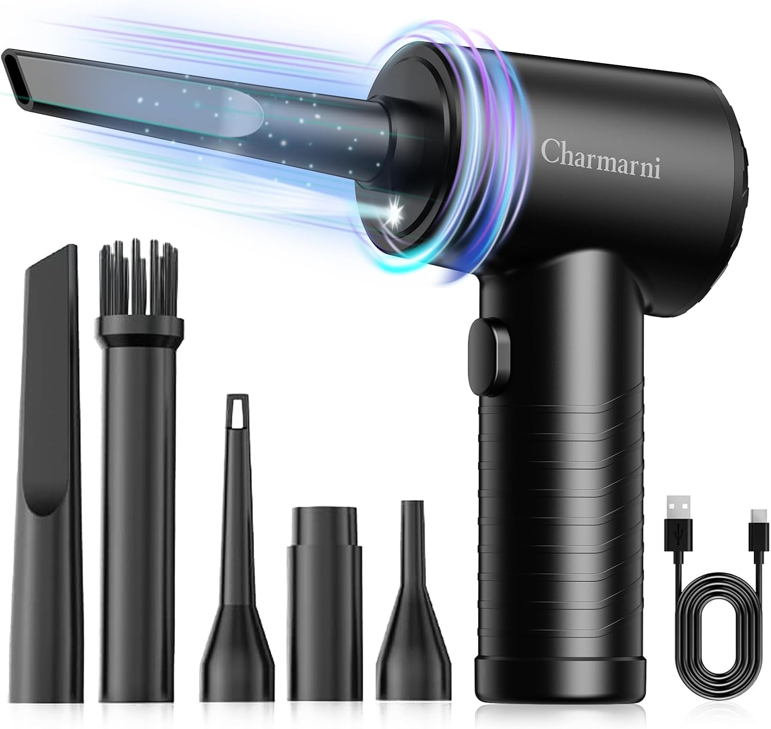 Electric Air Duster, 3 Gear Adjustable 51000RPM With LED Light, Cordless Blower...