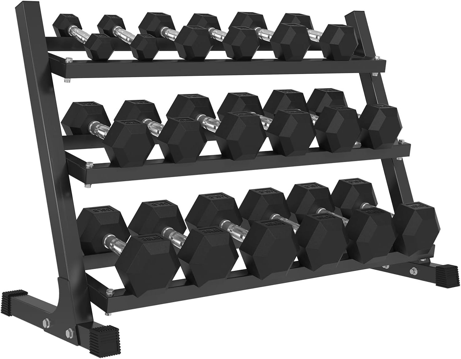 Mikolo Dumbbell Sets with Rack, Rubber Hex Dumbbells, Multiple Choices in 160/20...