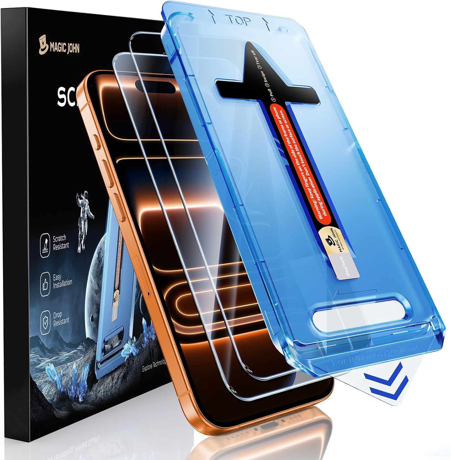 MAGIC JOHN 2 Pack for iPhone 17 Pro Max 6.9 inch Tempered Glass Screen Protector...
