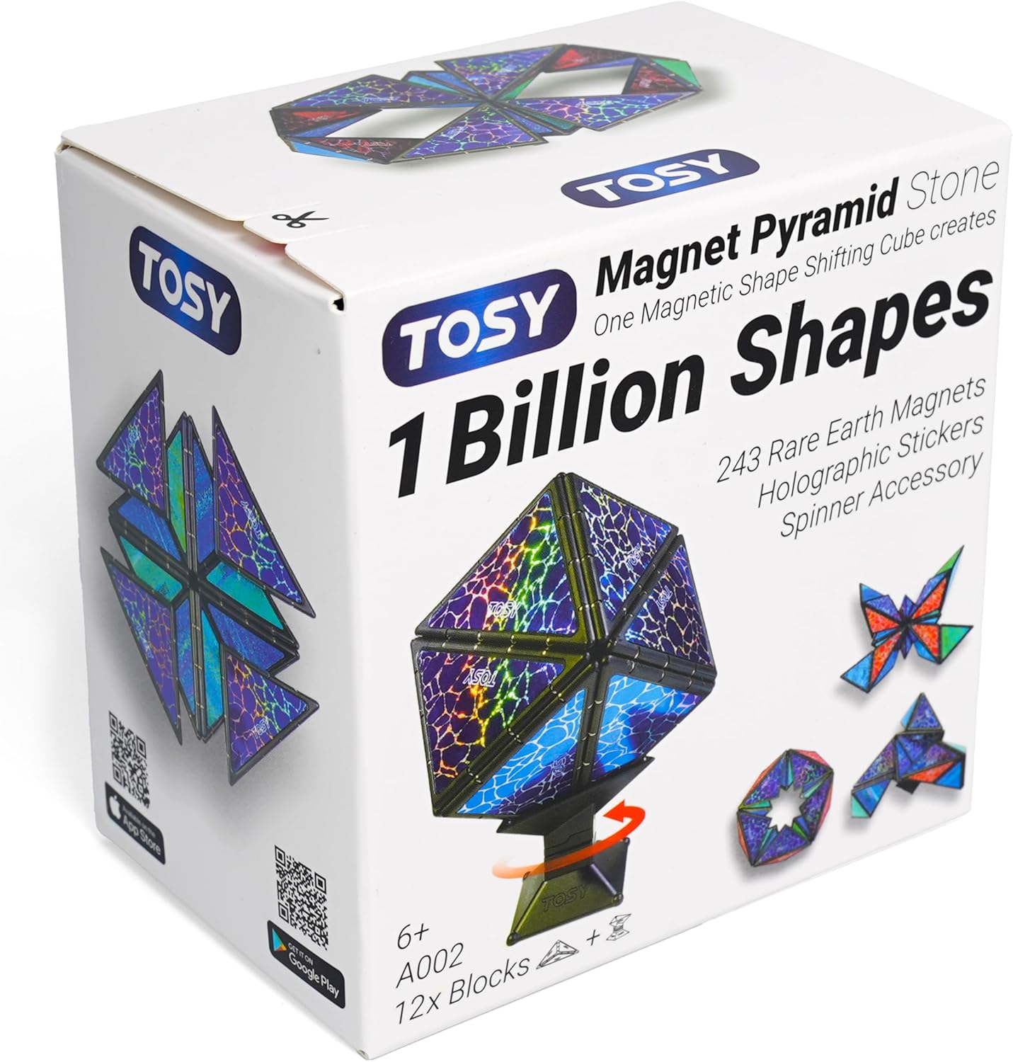 TOSY Magnet Pyramid Stone - 1 Cube Transforms into 1 Billion Shapes, 12 pieces,...