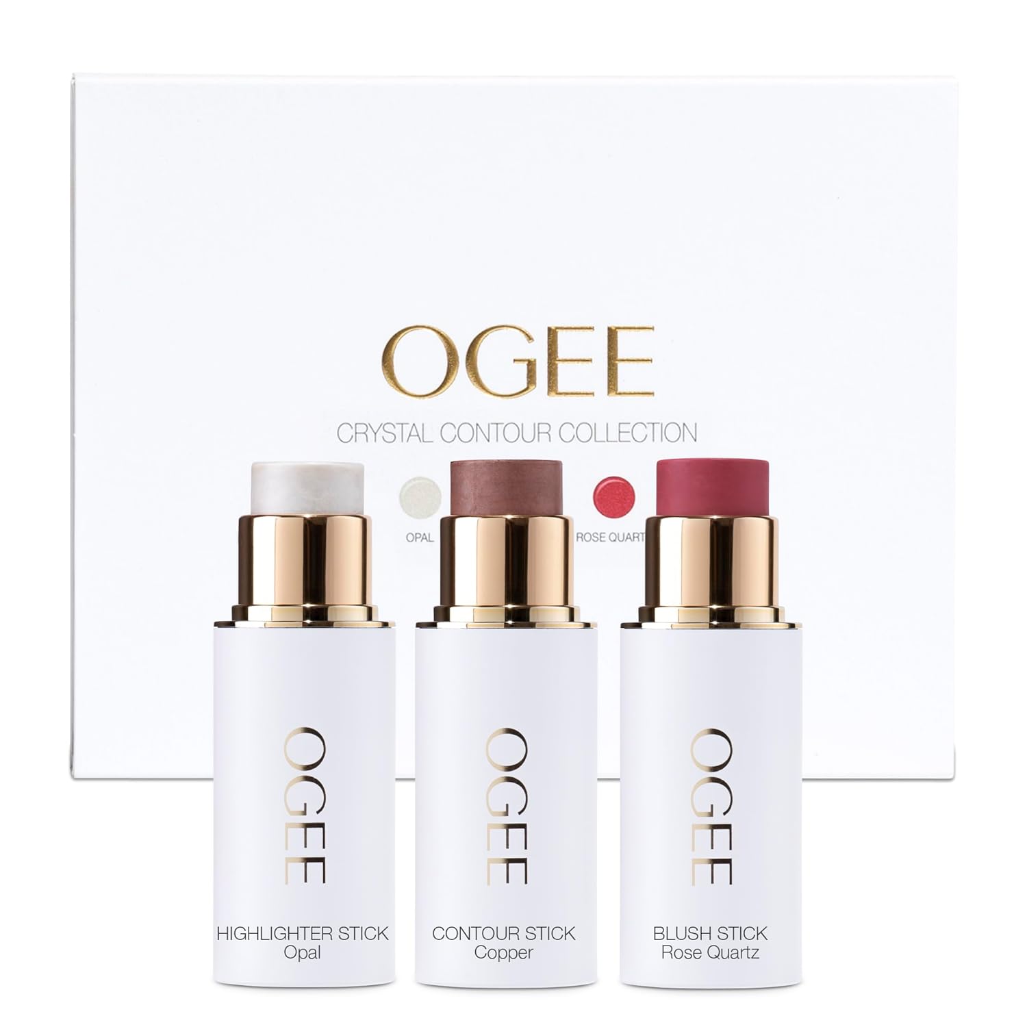 Ogee Face Stick Crystal Collection Trio - Contour Stick Makeup Collection - Cert...