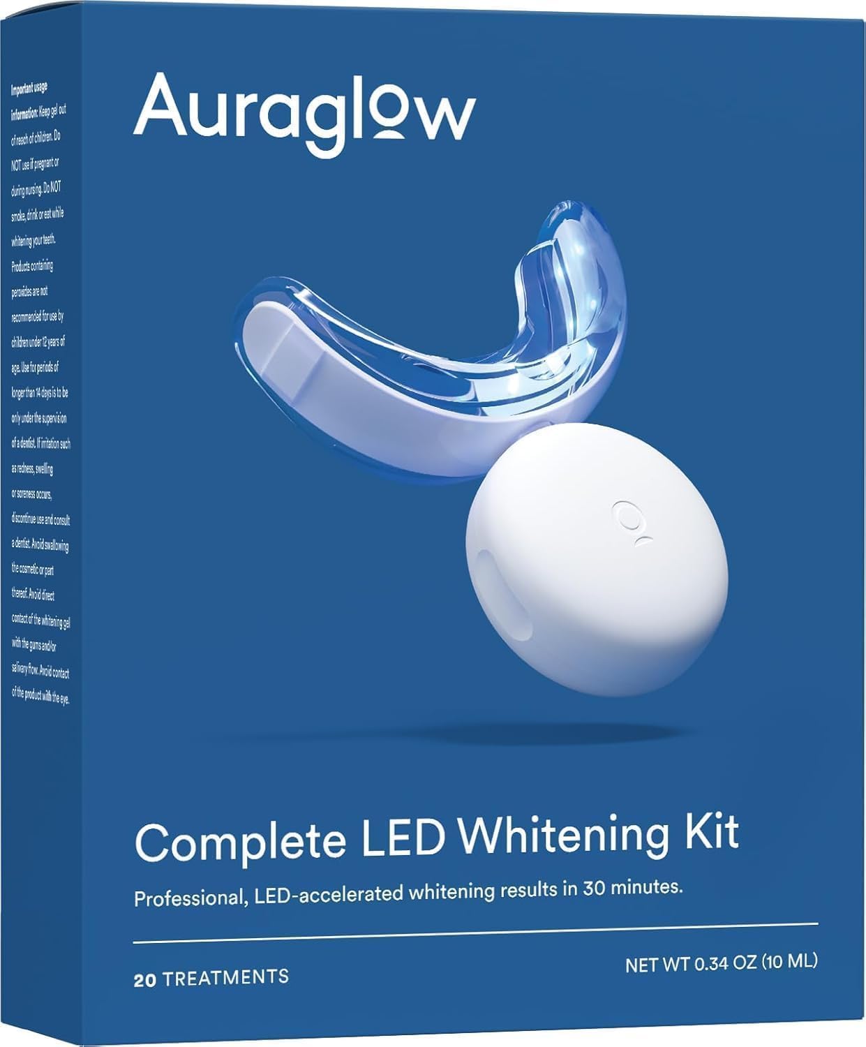 Auraglow Teeth Whitening Kit, LED Accelerator Light, 35% Carbamide Peroxide Teet...
