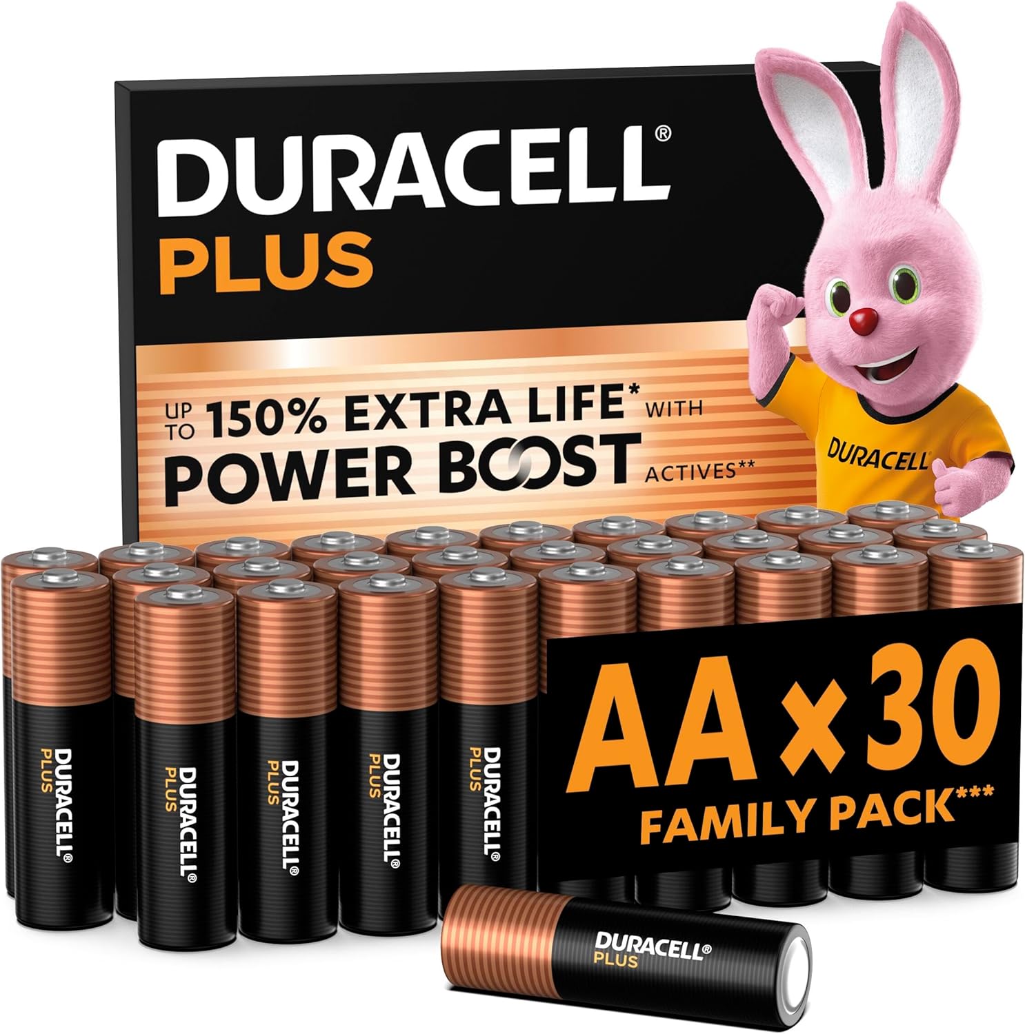 DURACELL Plus AA Batteries (30 Pack) – Alkaline Batteries 1.5V – Up to 150% Extr...