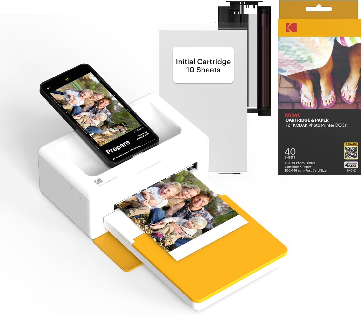 KODAK Dock Plus 4PASS Instant Photo Printer (10 x 15 cm) + Initial 10 Sheets + 4...