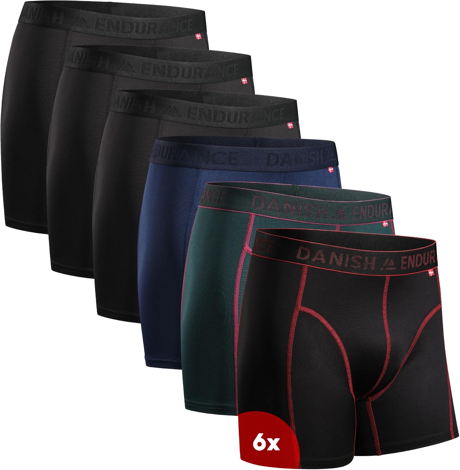 DANISH ENDURANCE Mens Boxers, Anti Chafing Underwear, Long Leg or Regular, Sport...