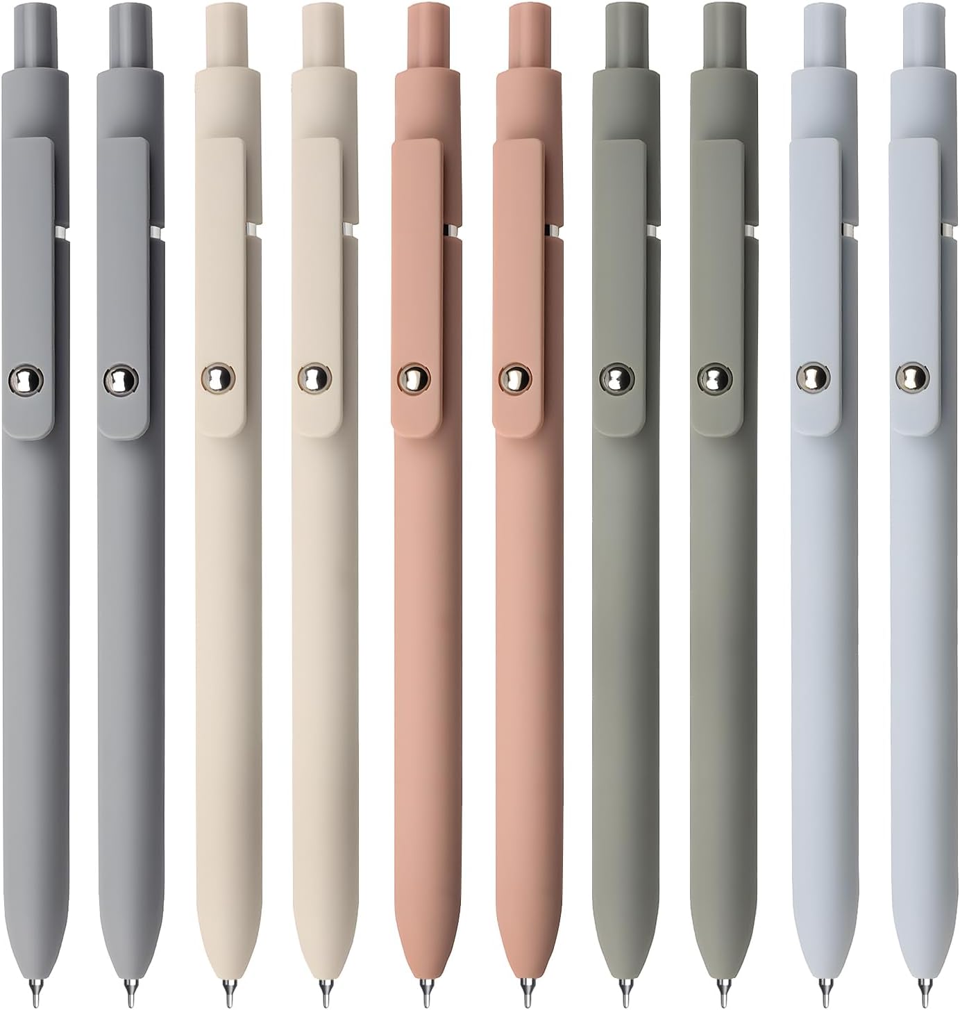 UIXJODO Gel Pens, 10 Pcs 0.5mm Fine Point Black Ink Pens with Soft Grip, Morandi...