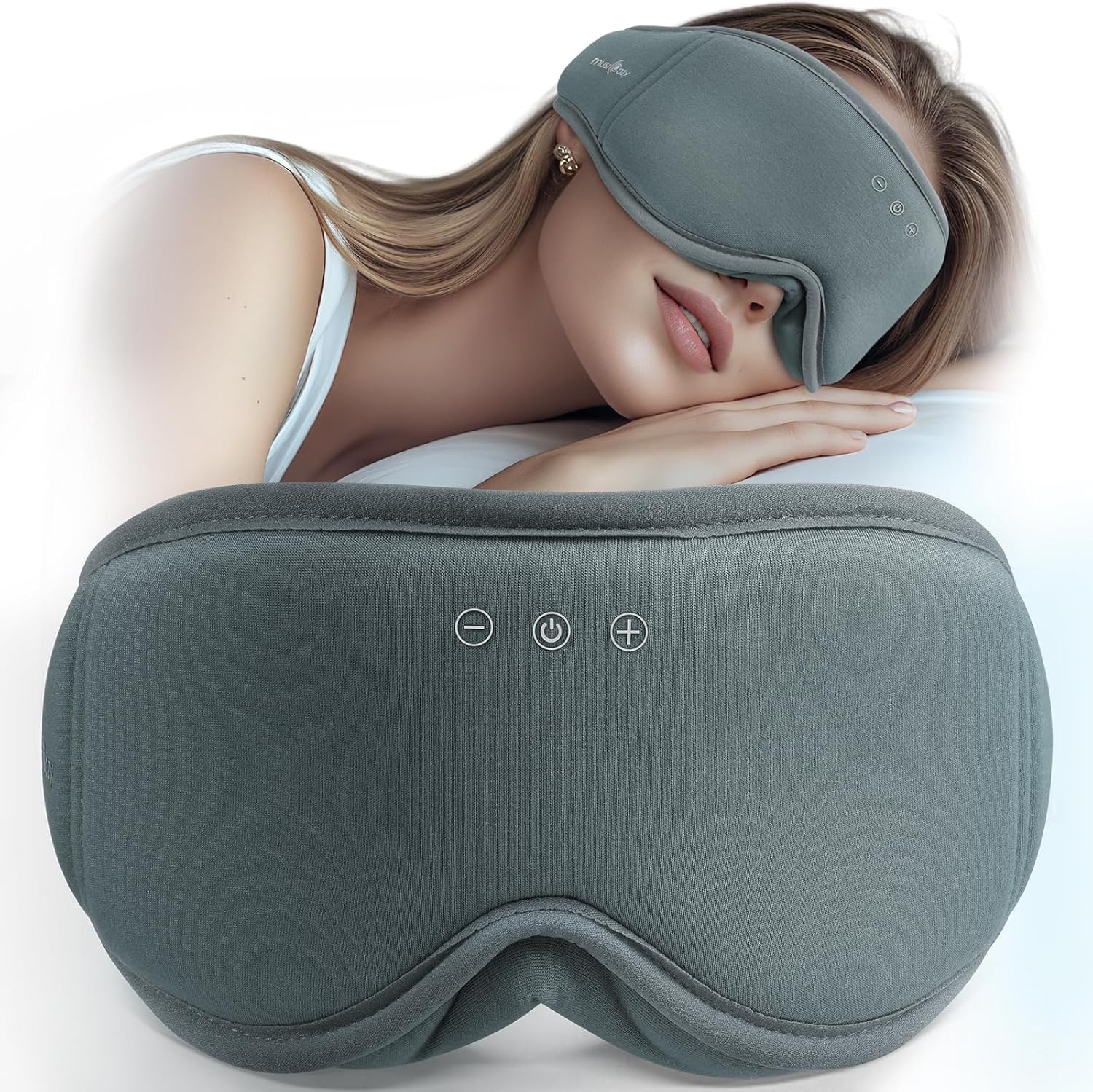 MUSICOZY Sleep Mask Headphones | 100% Blackout 3D Organic Bamboo Cotton Eye Mask...