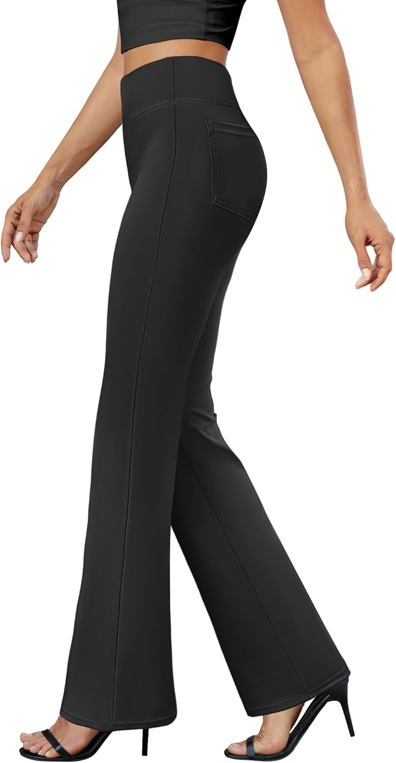 Womens Bootcut Dress Pants Business Casual Work Pants with Pockets High Waist St...
