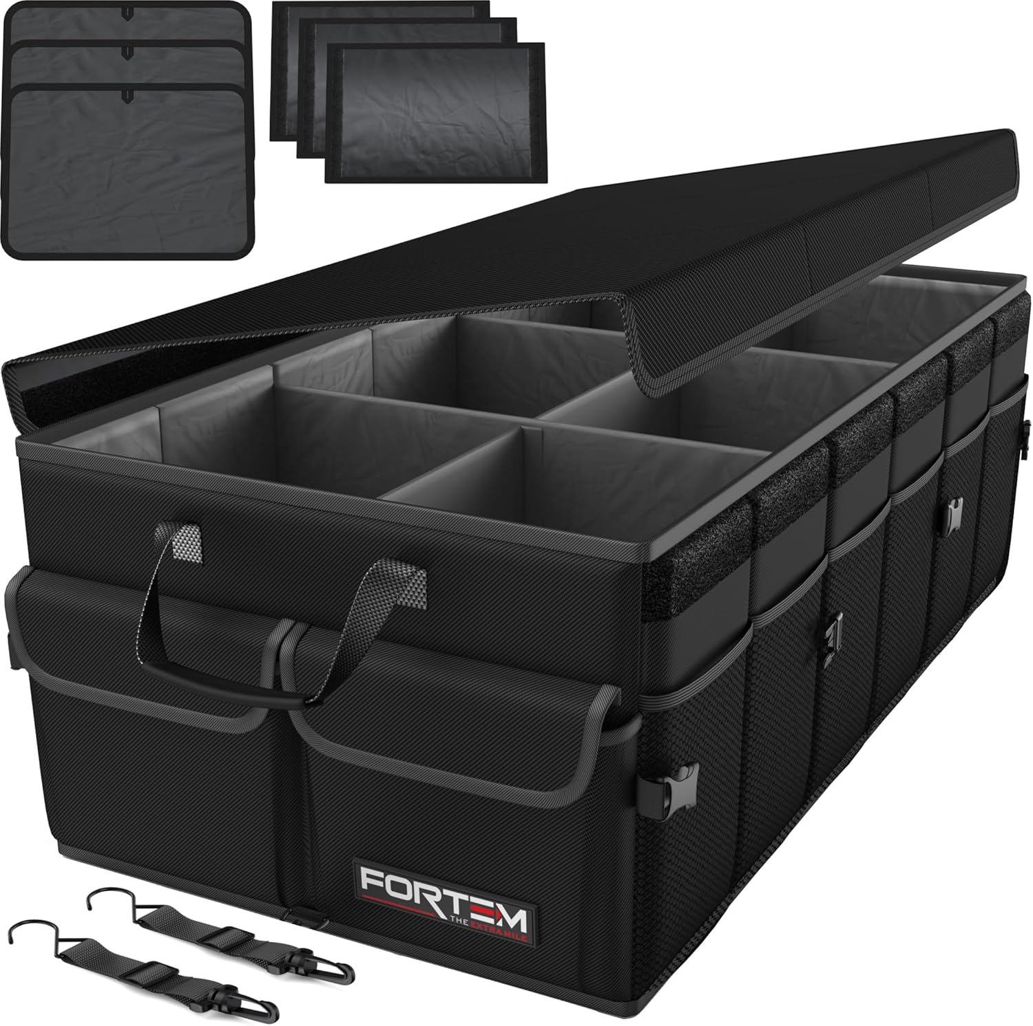 FORTEM Car Boot Organiser, Collapsible Multi Compartment SUV Organizer, Foldable...