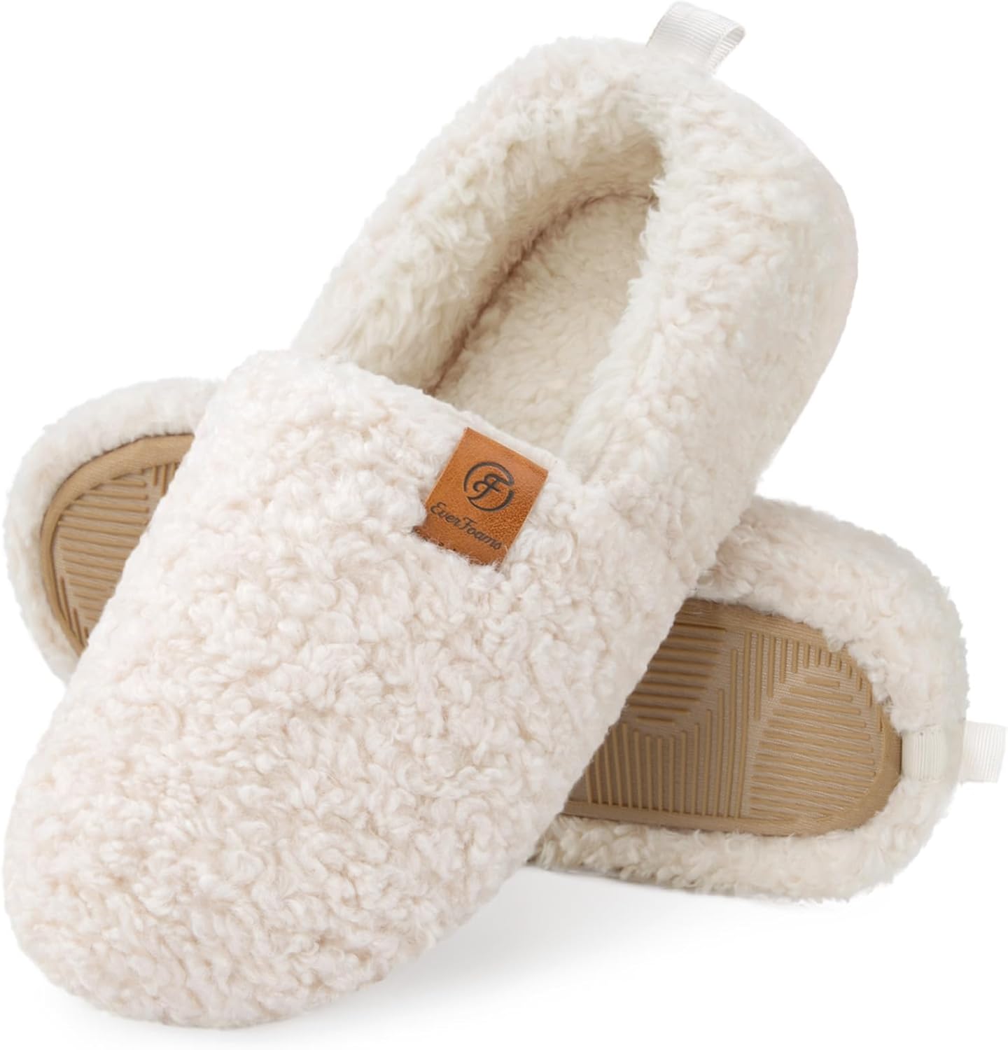 EverFoams Women's Fuzzy Full Slippers Soft Comfy Faux Shearling Memory Foam Indo...