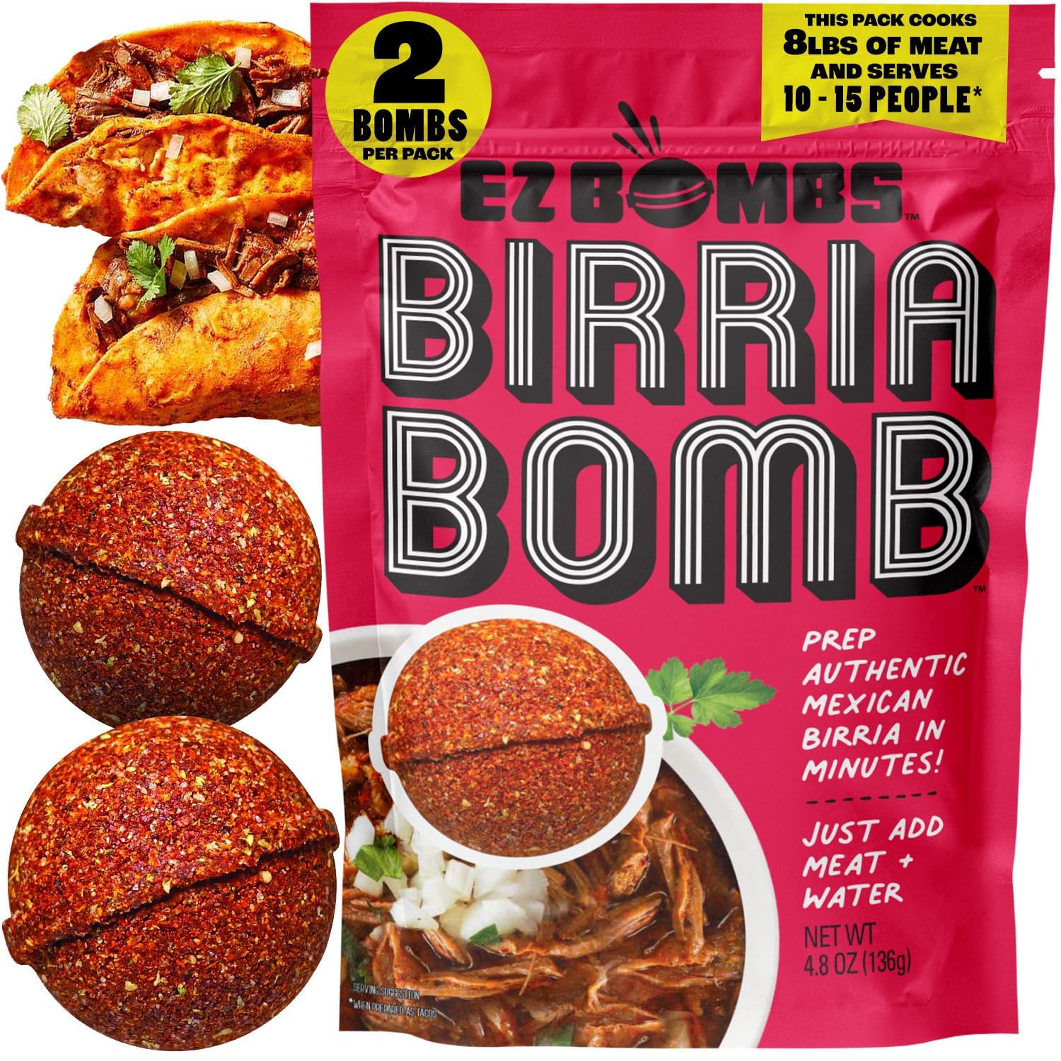 EZ Bombs Birria Bomb Seasoning, Pack of 2 – Authentic Mexican Spice Mix for Taco...