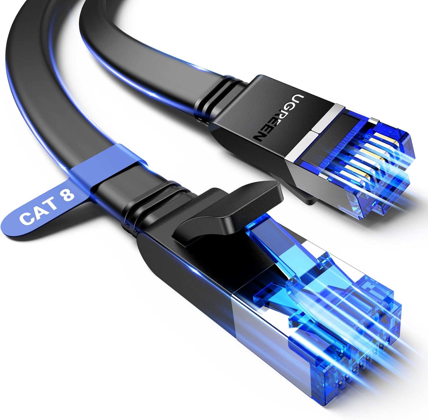 UGREEN Ethernet Cable 3M, Cat 8 Internet Cable Flat High-Speed 40Gbps 2000Mhz Ne...