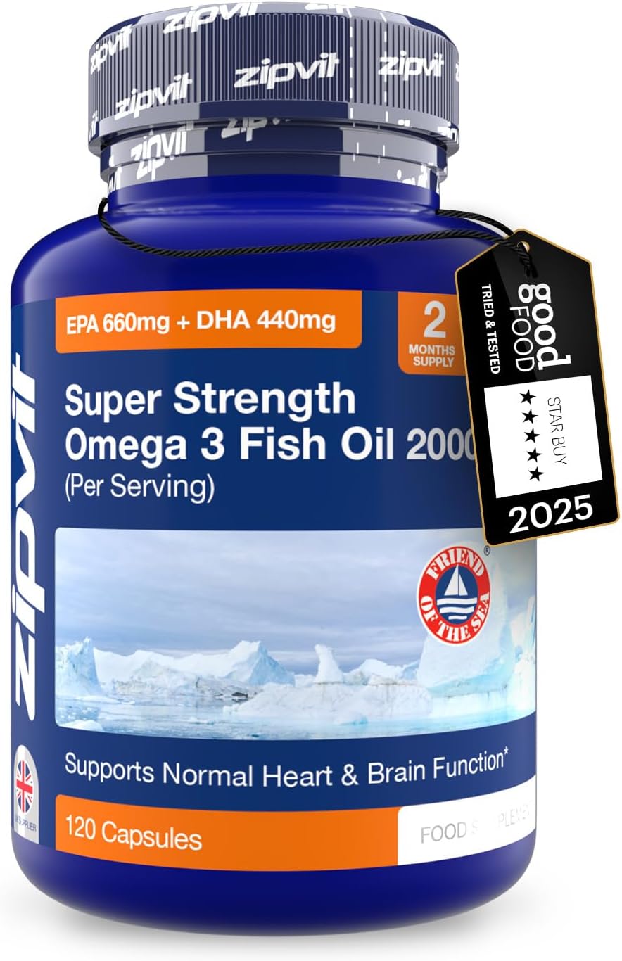 Omega 3 Fish Oil 2000mg, EPA 660mg DHA 440mg per Daily Serving. 120 Capsules (2...