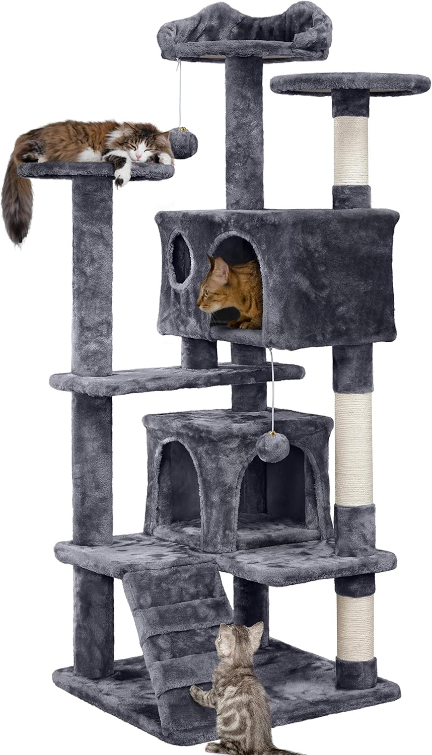 Yaheetech 54in Cat Tree, Multi-Level Cat Tower with Spacious Kitten-ear Perch, 2...