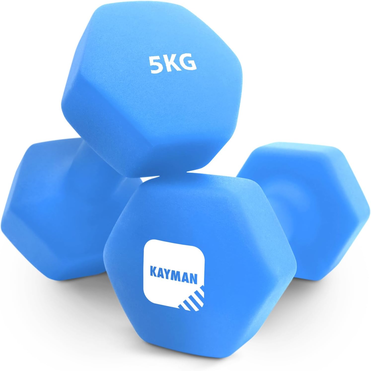 KAYMAN Neoprene Dumbbells Pair with Anti-Slip Grip,Hex Edges,Water-Resistant Sur...
