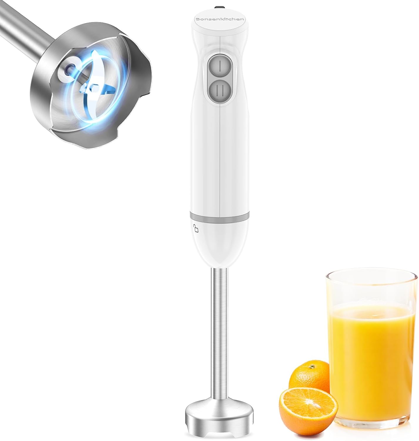 Bonsenkitchen Hand Blender, Special 2-Speed Electric Portable Stick Blender, Inn...