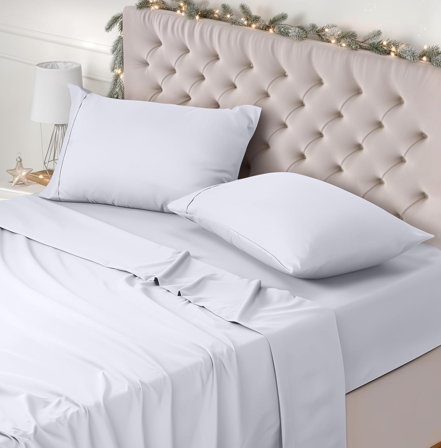 Utopia Bedding Bed Sheet Set Double, White, 4 Piece – Fitted Sheet, Flat Sheet w...