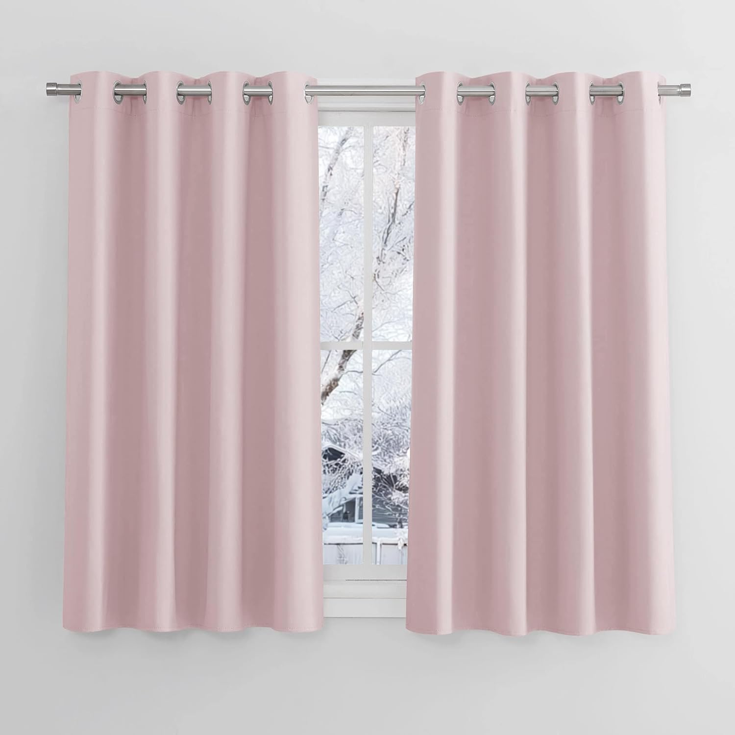 PONY DANCE Girls Pink Bedroom Curtains, High-Quality Thermal Insulated Room Dark...