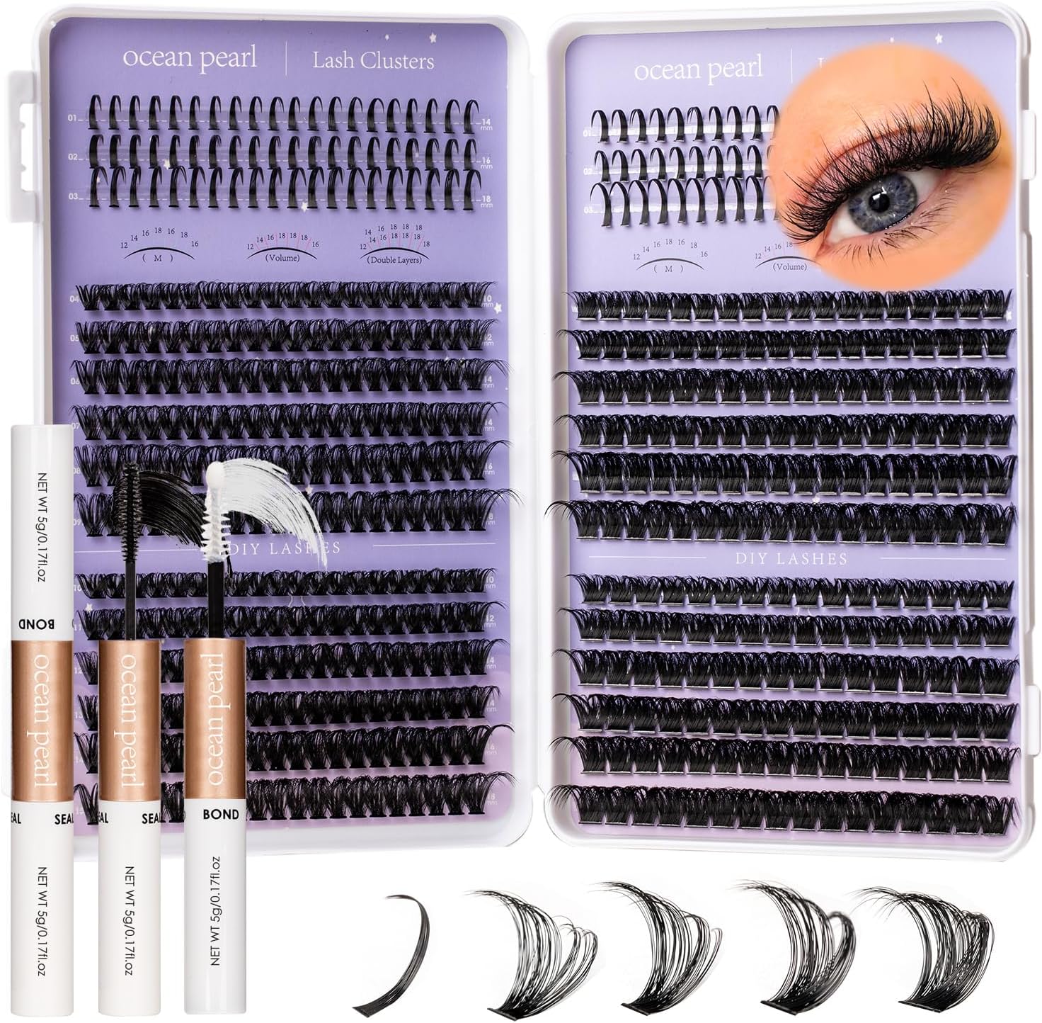 Ocean Pearl Lash Clusters Kit, Special Eyelashes for Spike-Effect, Affordable DI...