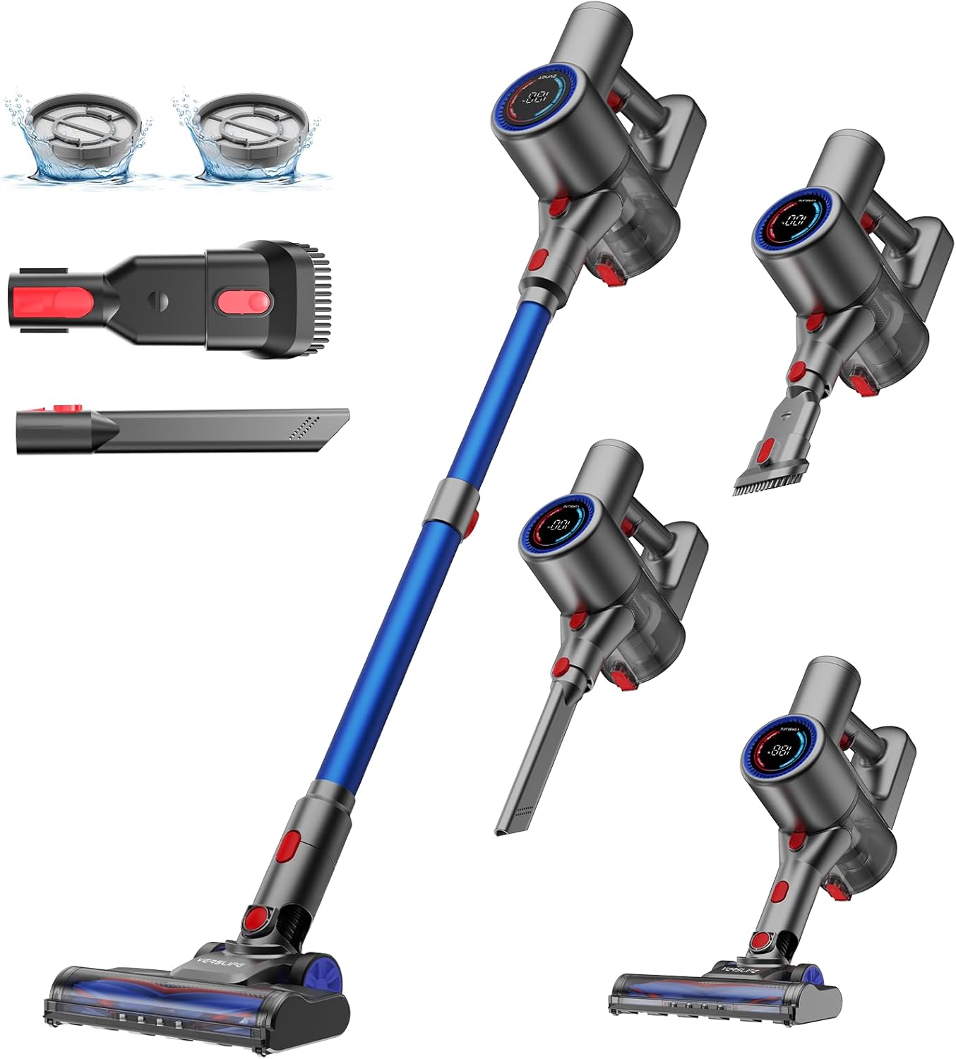 VersLife Z8 Cordless Vacuum Cleaner, 40kPa/500W Cordless Vacuum, LED Display, 6-...