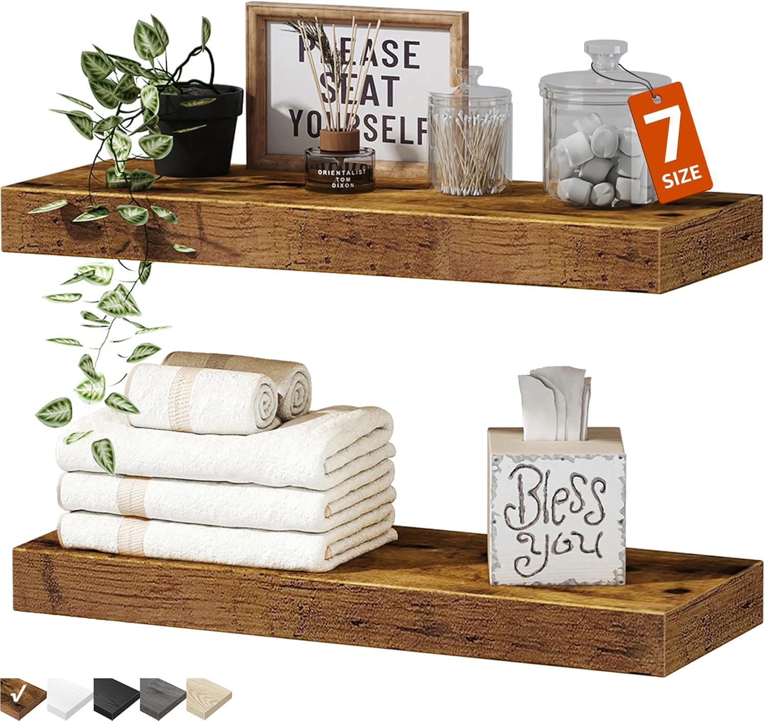 QEEIG Bathroom Floating Shelves for Wall - 15.7" Wall Mounted Shelf Over Toilet...