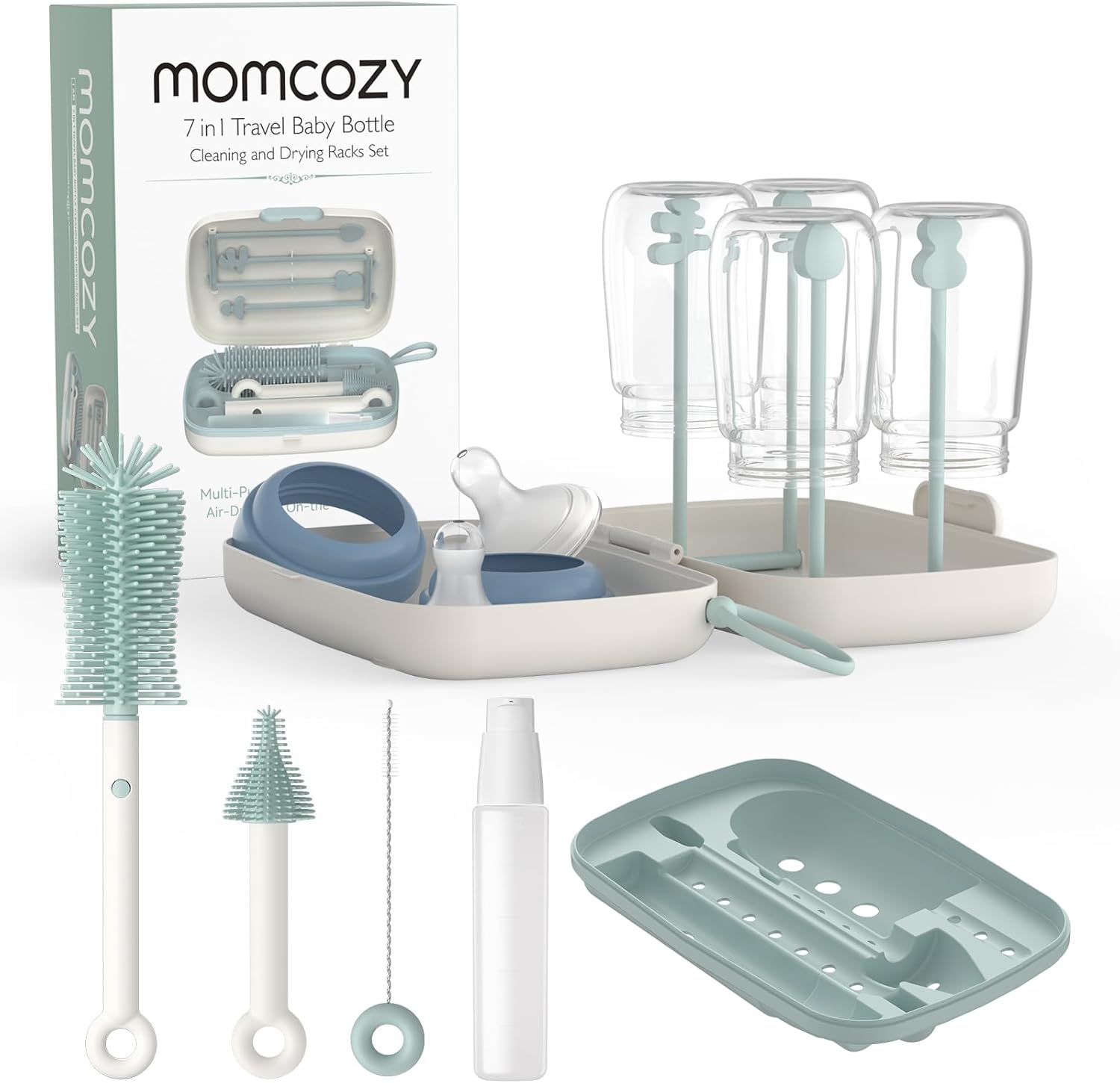Momcozy Bottle Brush Set - Baby Bottle Cleaner Kit with Silicone Brush, Nipple B...