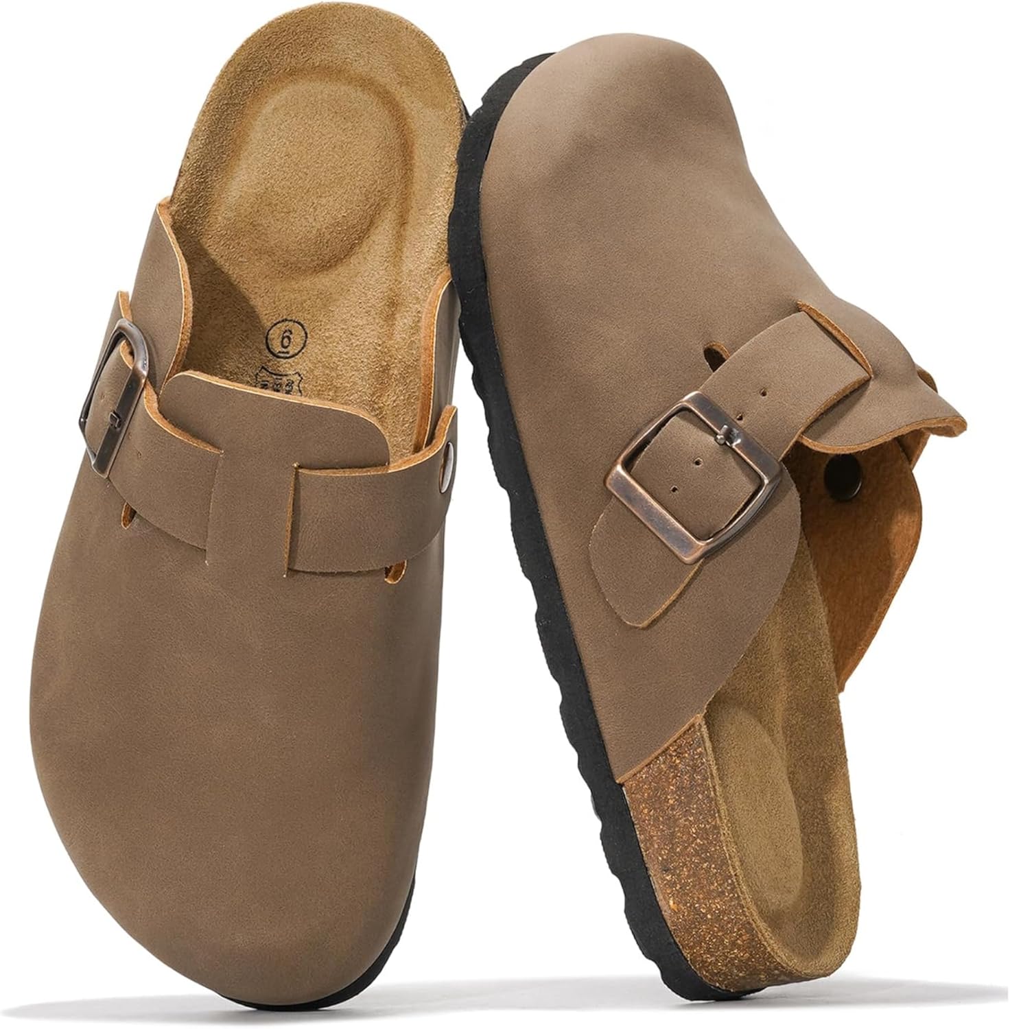 Project Cloud Genuine Leather Footbed Clogs for Women - Memory Foam Arch Support...
