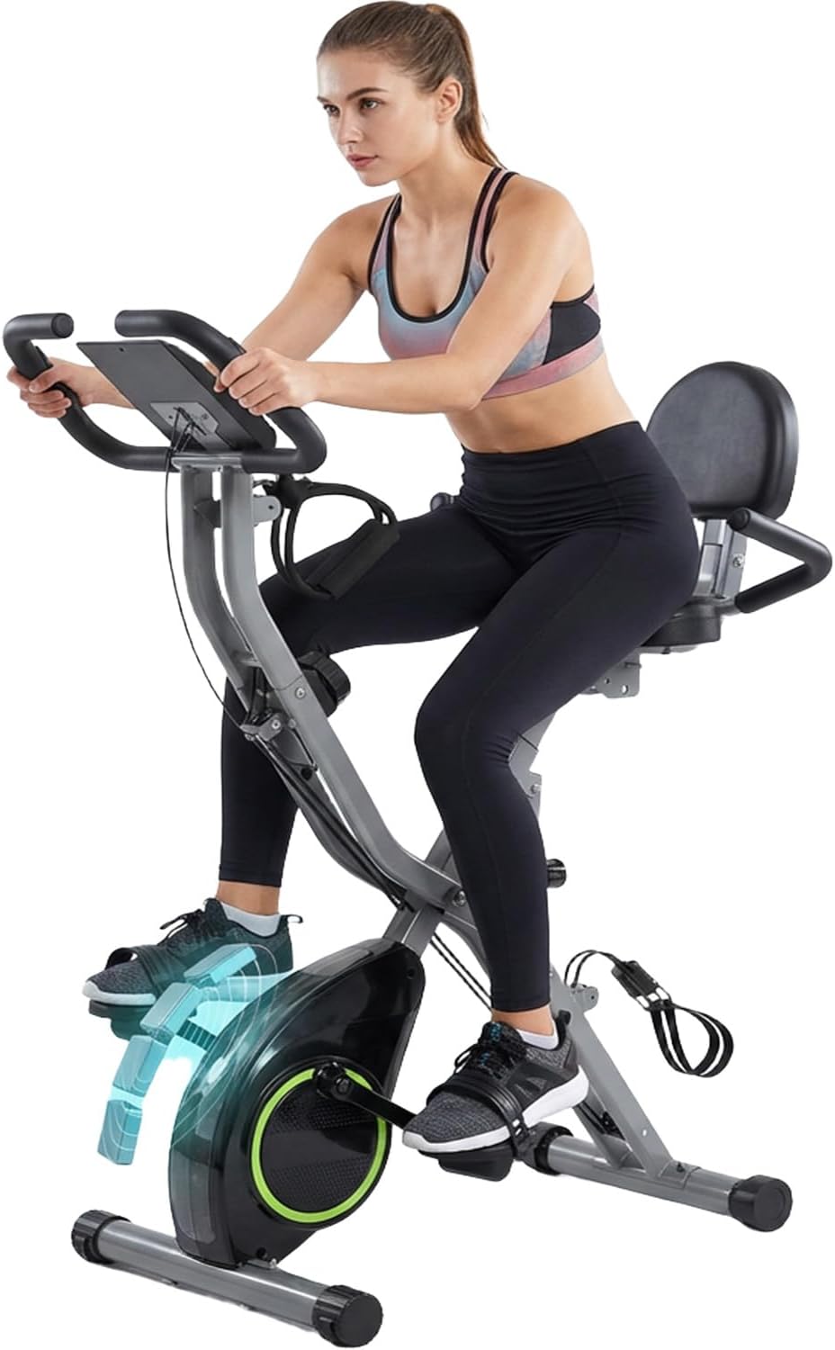 Foldable Exercise Bike Stationary Bikes for Home, 5 IN 1 Indoor Workout Bike, Cy...