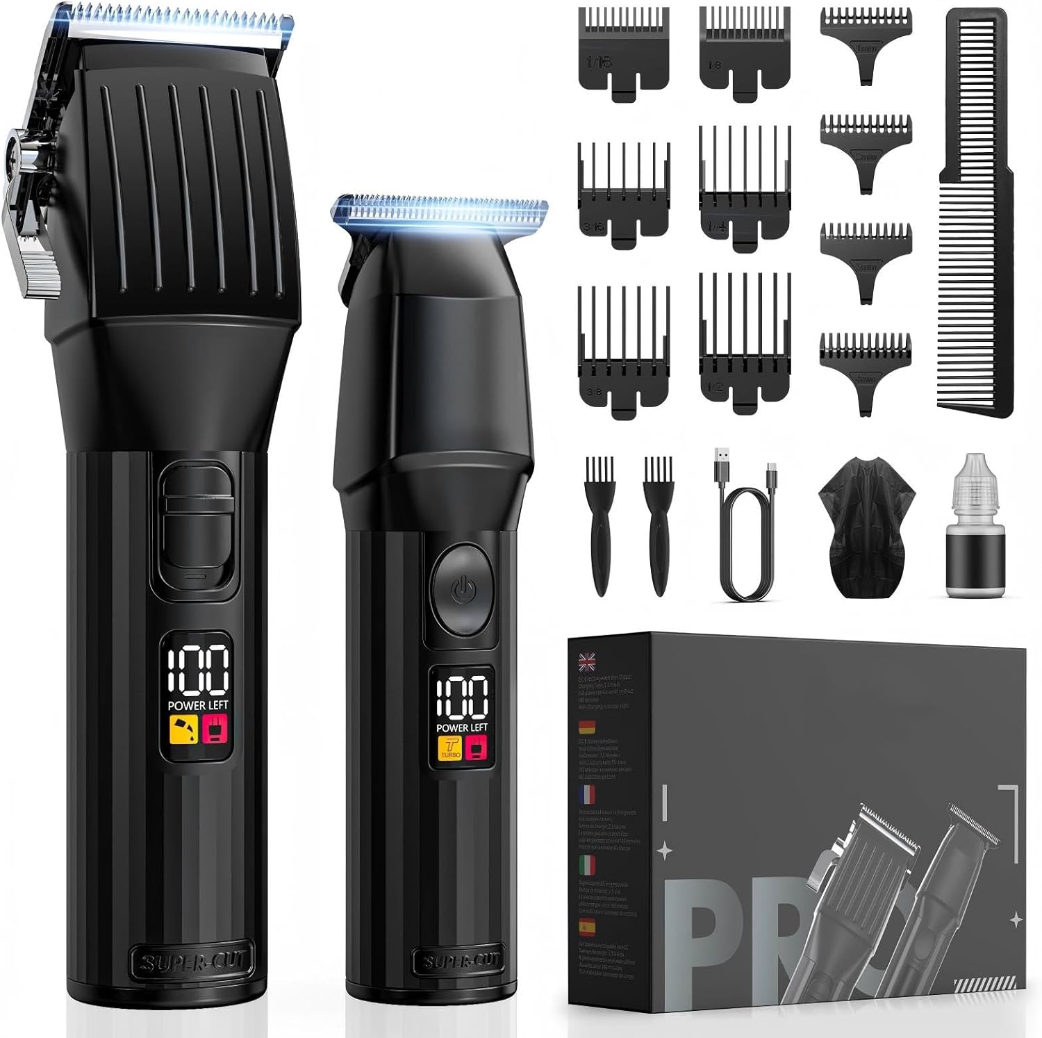 Professional Hair Clippers and Beard Trimmer for Men, Cordless Hair Trimmer Barb...