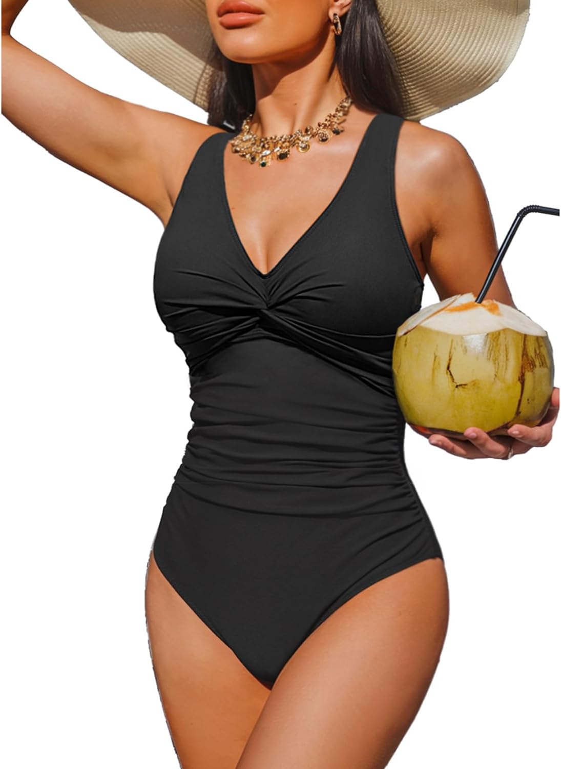 Holipick Women Tummy Control One Piece Swimsuit - Push Up Bathing Suit Full Cove...