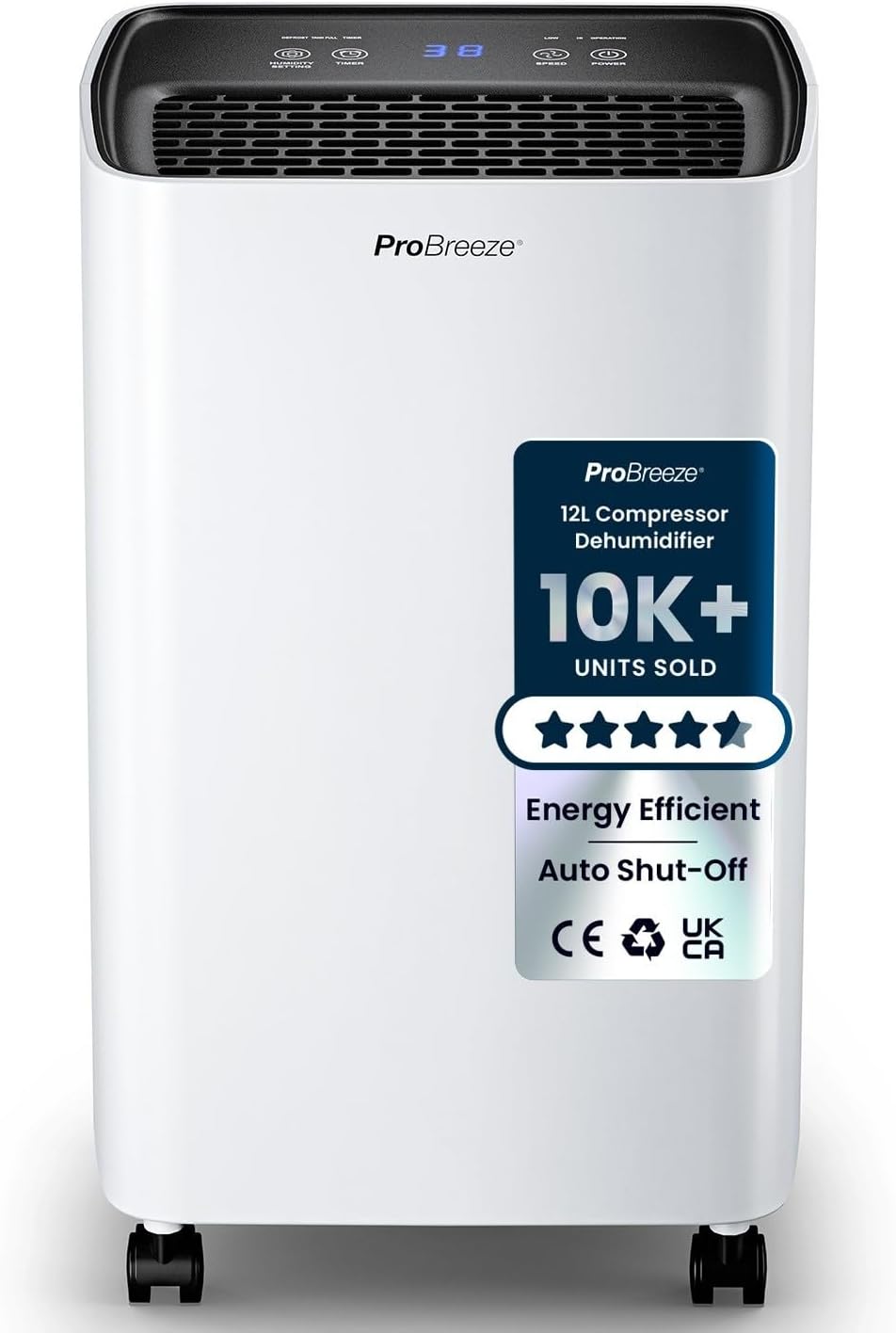 Pro Breeze 12L Compressor Dehumidifier with 2L Water Tank, Laundry Drying & Auto...