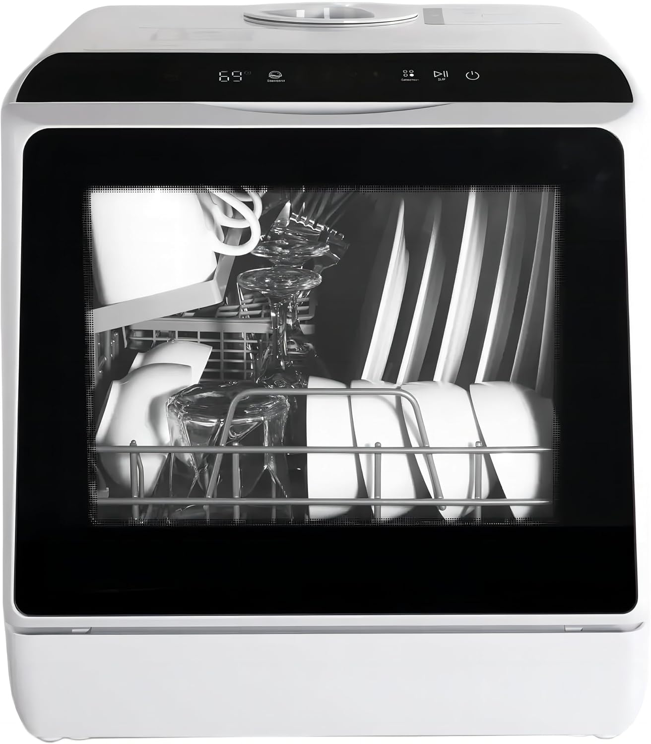 Table Top Dishwasher, Mini Countertop Dishwasher with 6 Programs, Built-in 5L Wa...