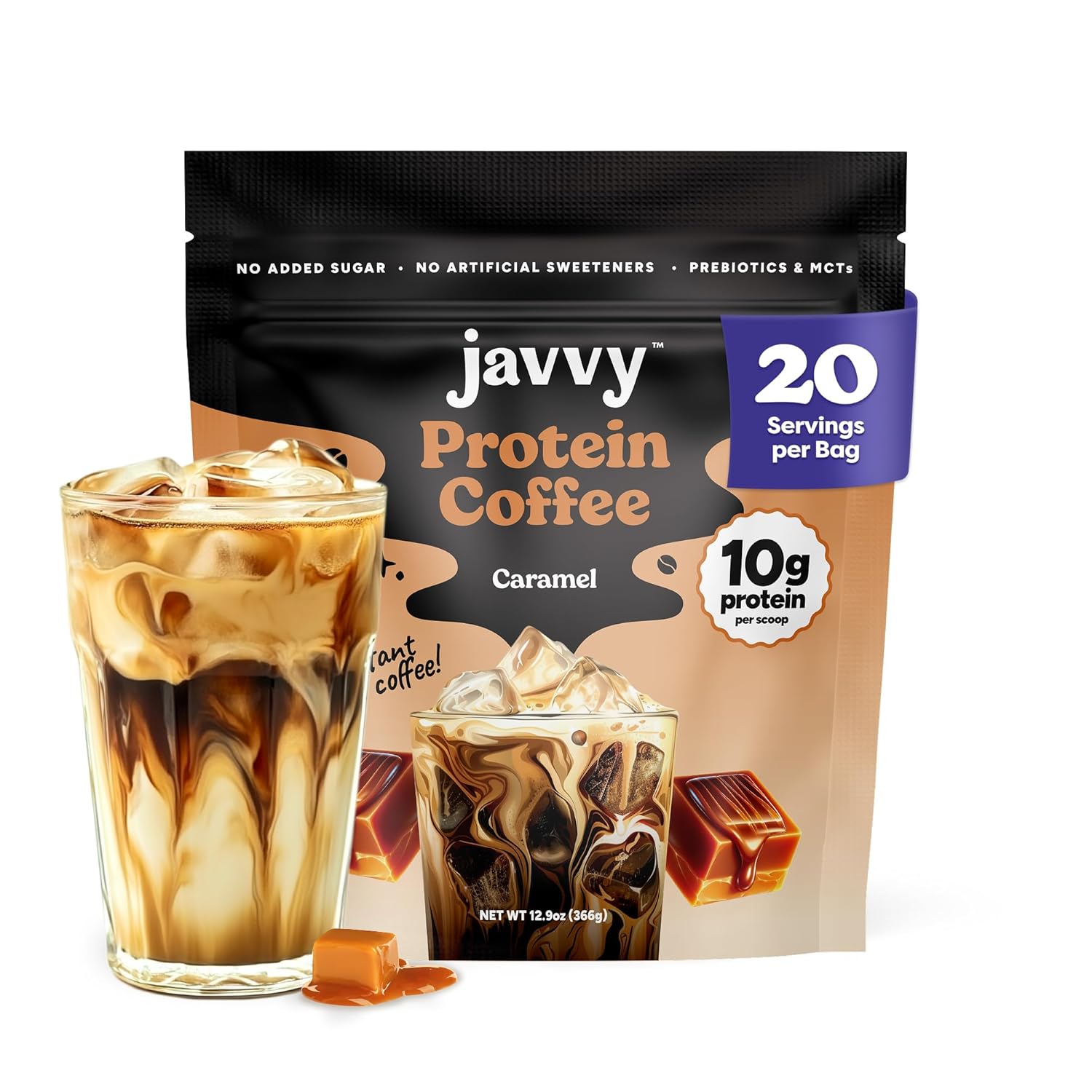 Caramel Protein Iced Coffee - Premium Whey Protein & Instant Iced Coffees - 100%...