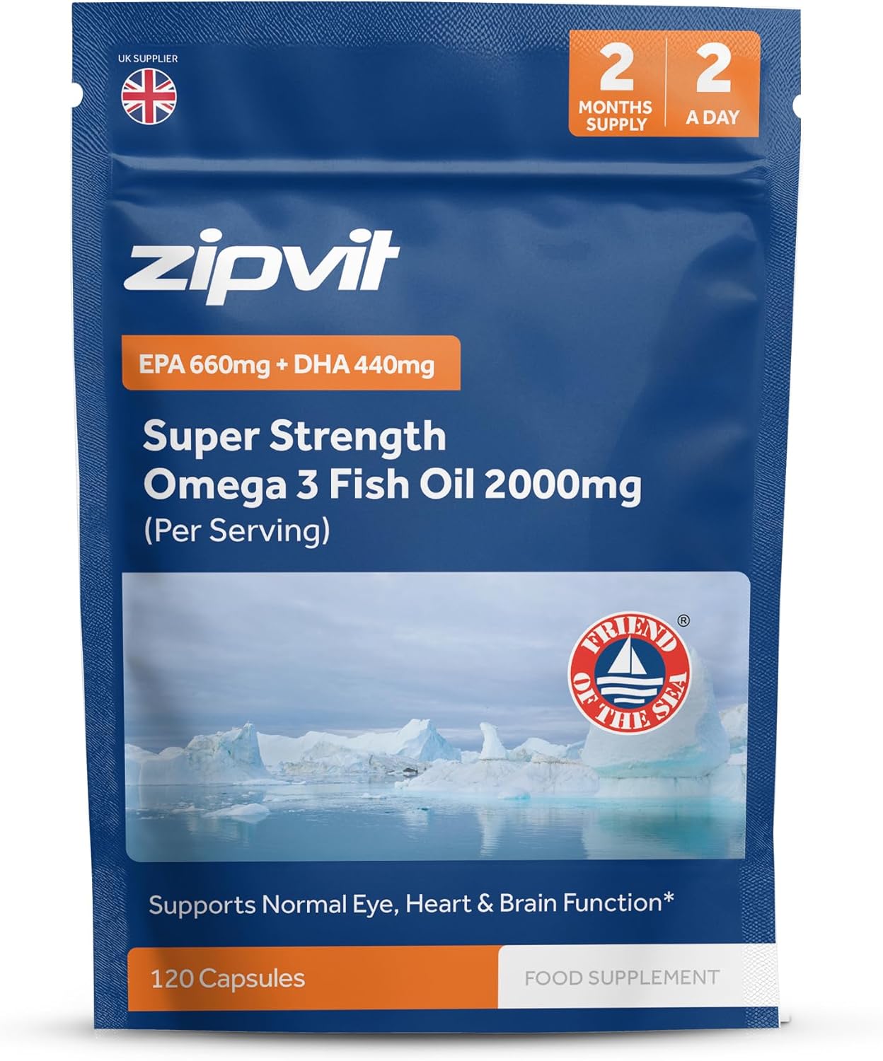 Zipvit Omega 3 Fish Oil, Powerful Omega 3 Fish Oil Supplements with 2000mg per S...