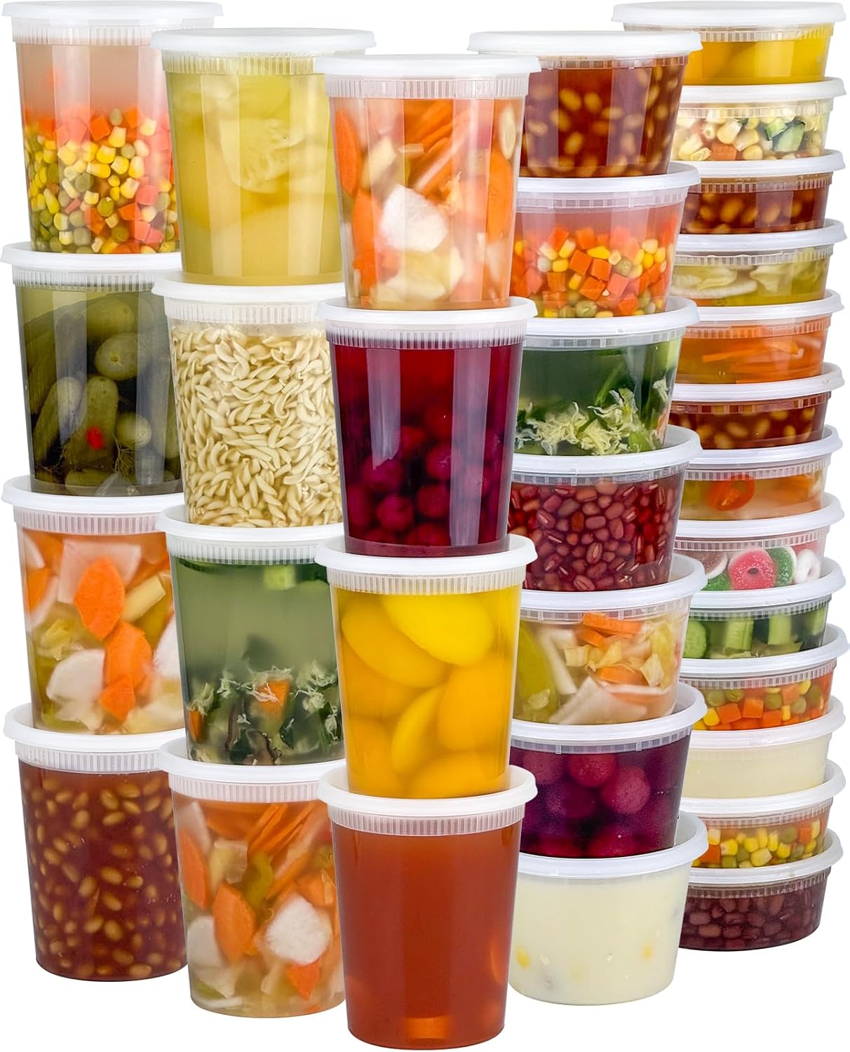 60 Sets (120-Piece) Deli Containers with Lids, 32/16/8 oz X 20 Set Each, Leak-Pr...
