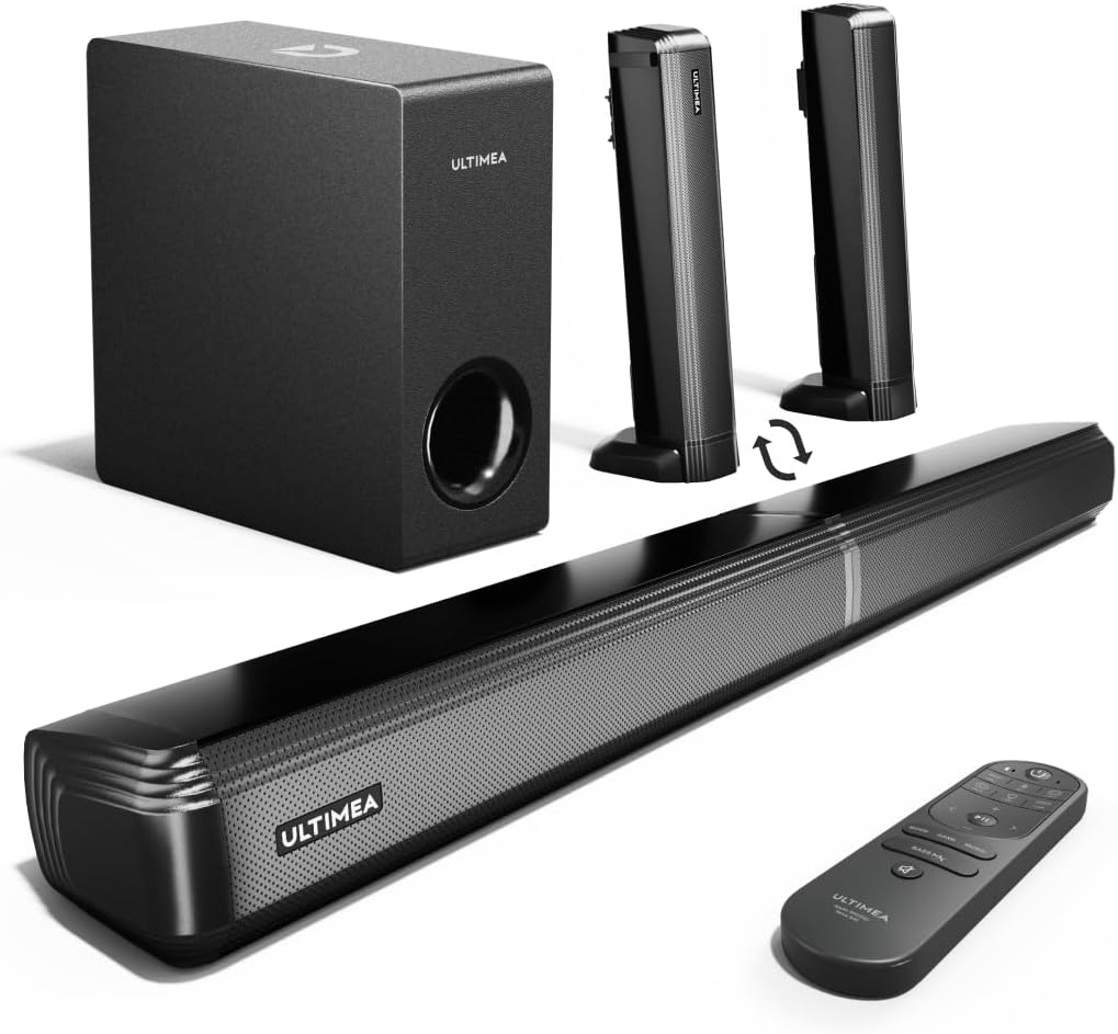 ULTIMEA 4.1ch Sound Bar for Smart TV with Subwoofer, App, Peak Power 200W, 2-in-...