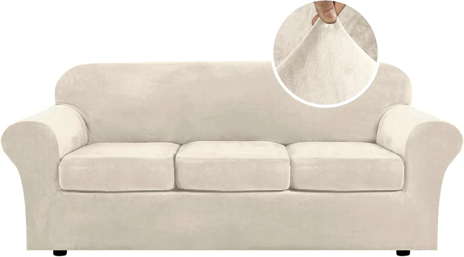 H.VERSAILTEX Modern Velvet Plush 4 Piece High Stretch Sofa Slipcover Furniture P...