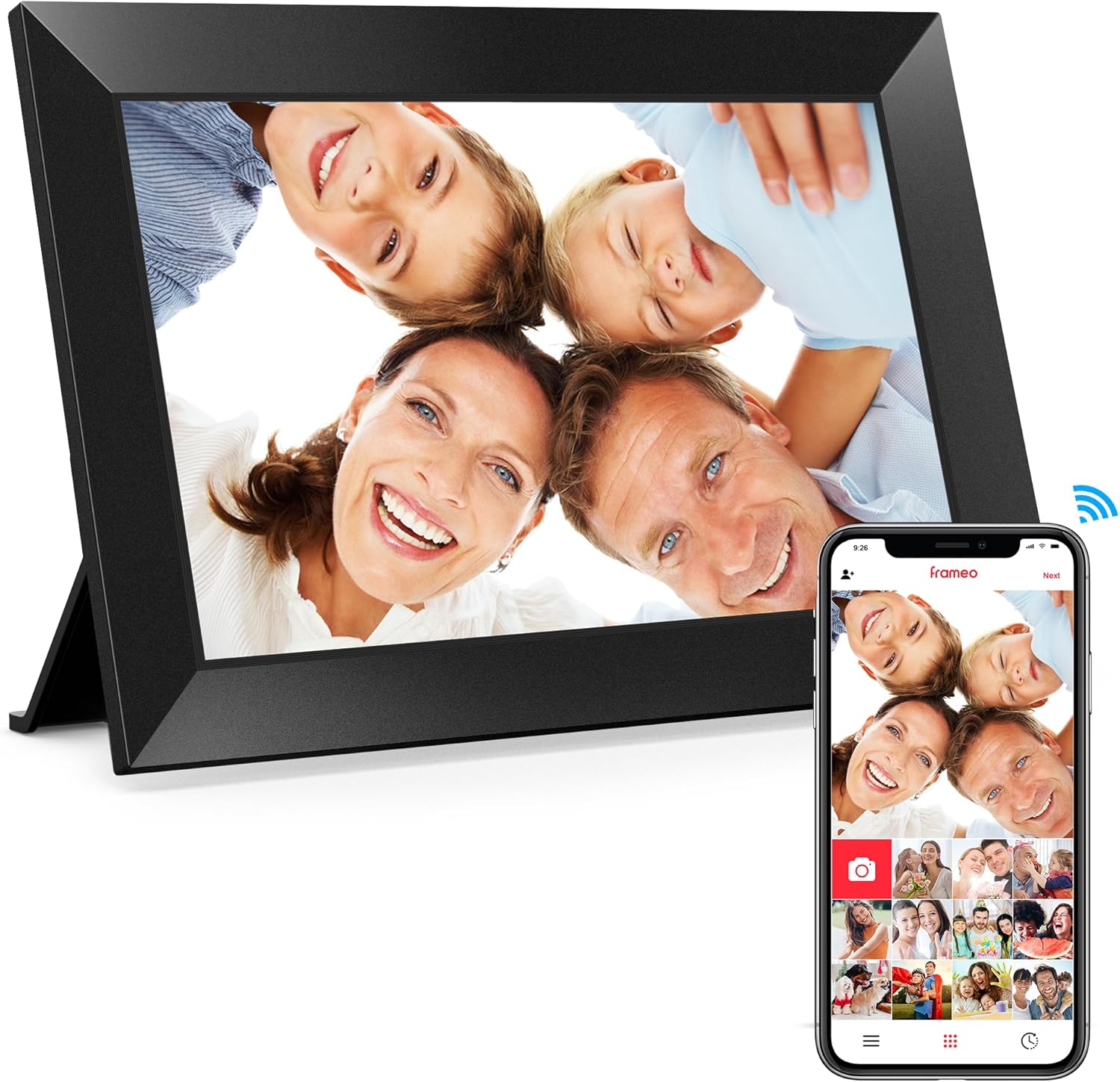 BIGASUO Digital Picture Frame, 10.1" Frameo Digital Frame WiFi with 32GB Memory,...