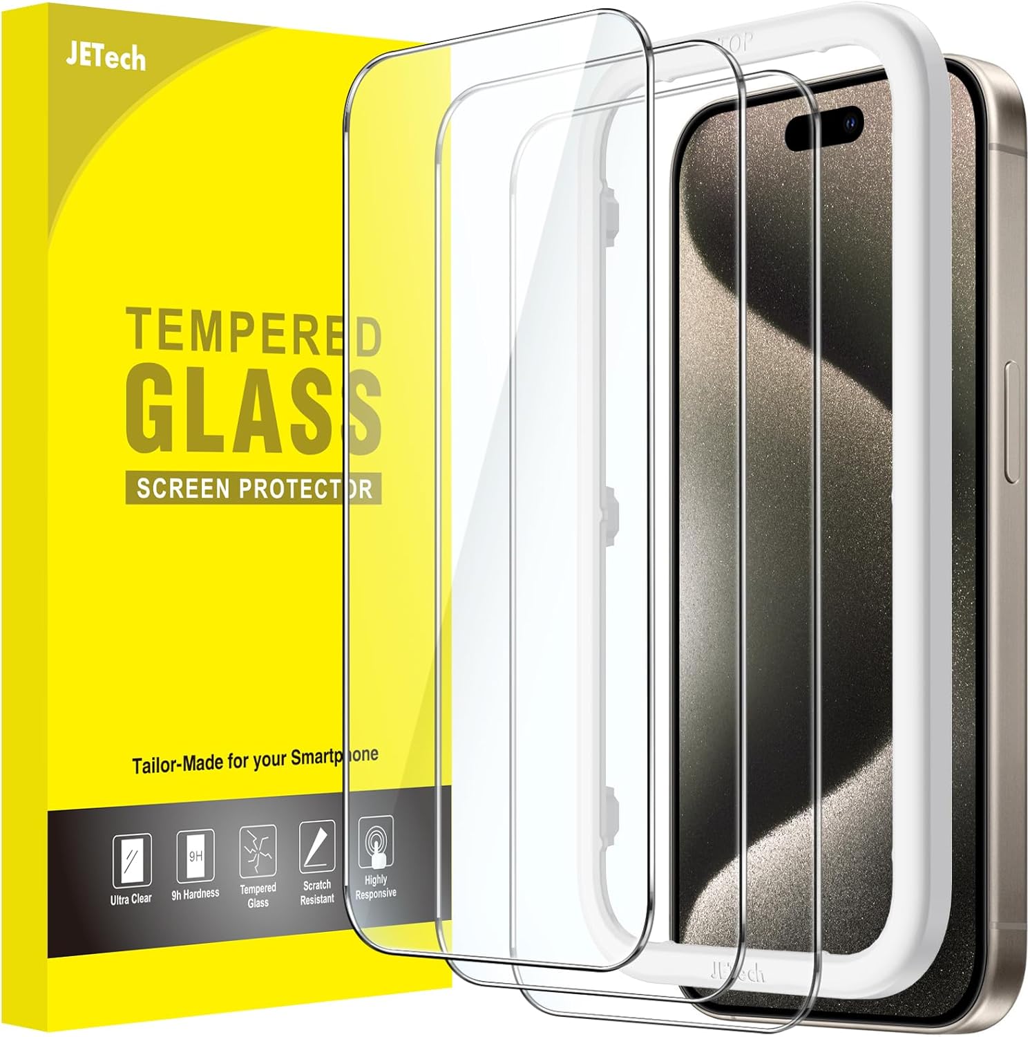 JETech Screen Protector for iPhone 15 Pro Max 6.7-Inch, Tempered Glass Film with...