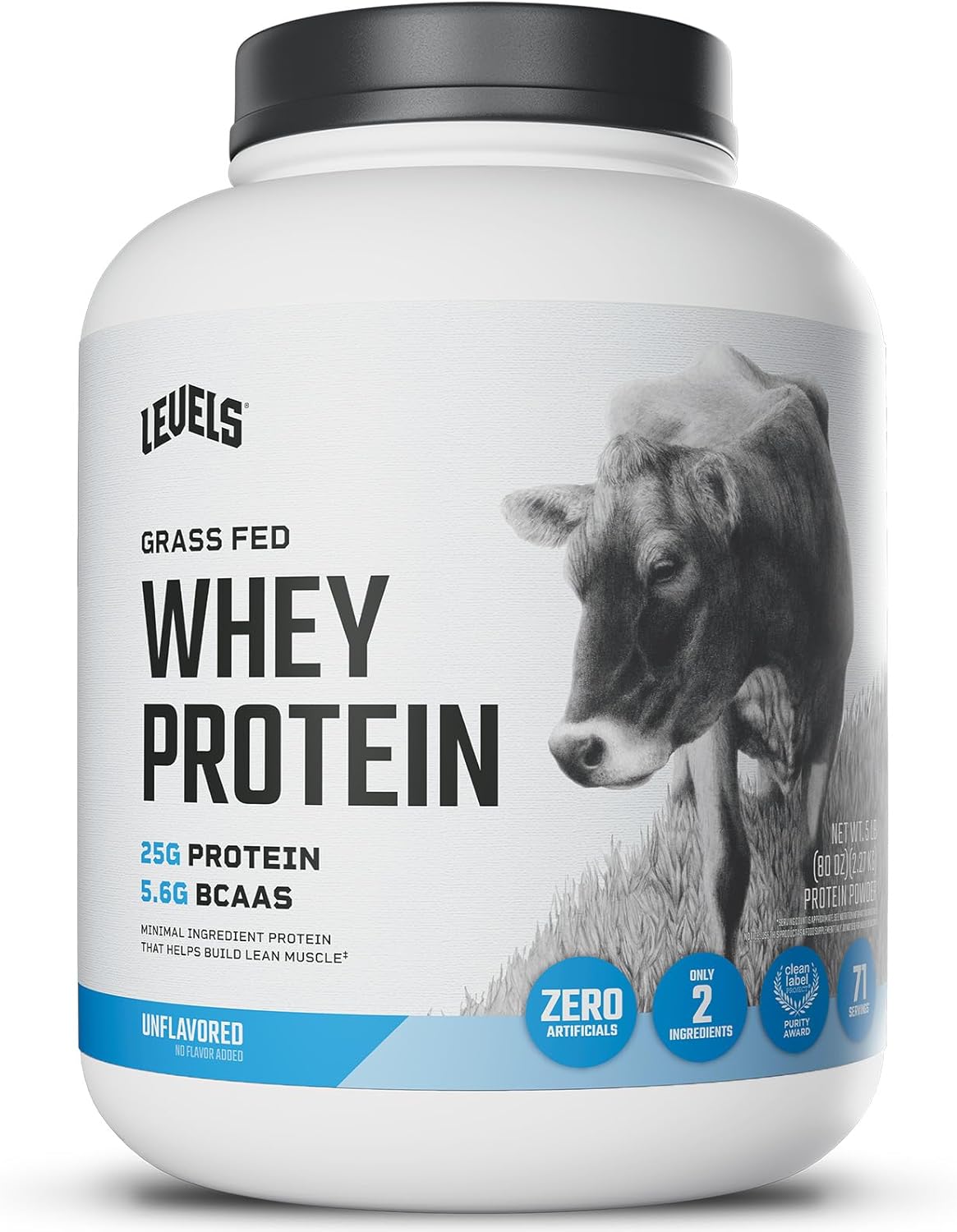 Premium Levels Grass Fed Whey Protein Powder, Pure Protein Booster with No Artif...